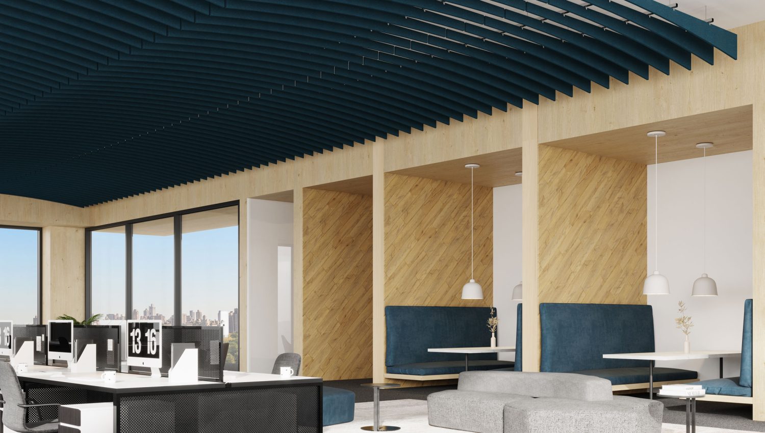 Arc Ceiling Baffles | Denim | Premier Collection