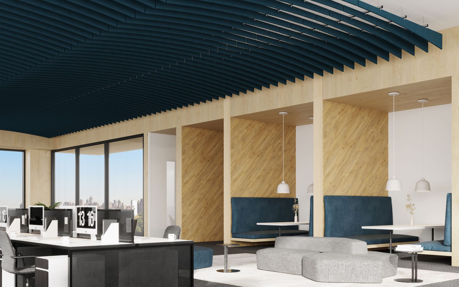 Arc Ceiling Baffles | Denim | Premier Collection