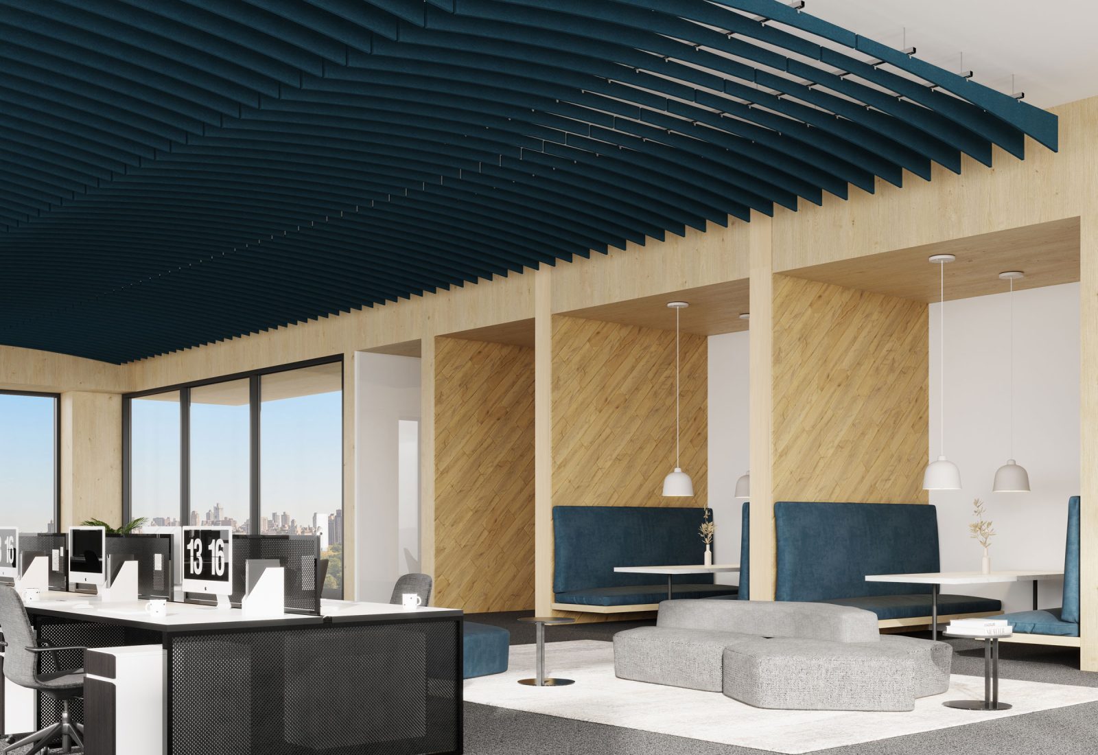 Arc Ceiling Baffles | Denim | Premier Collection