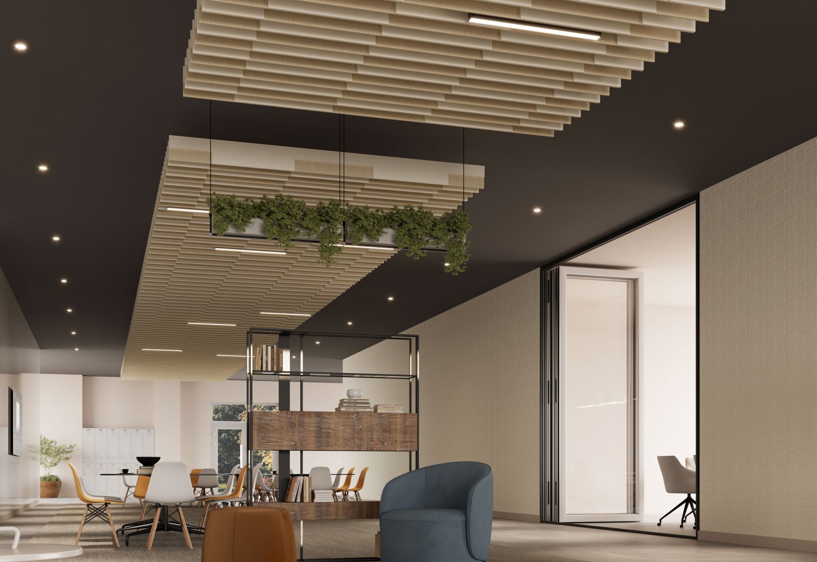 Groove Ceiling Baffles | Pearl & White | Premier Collection