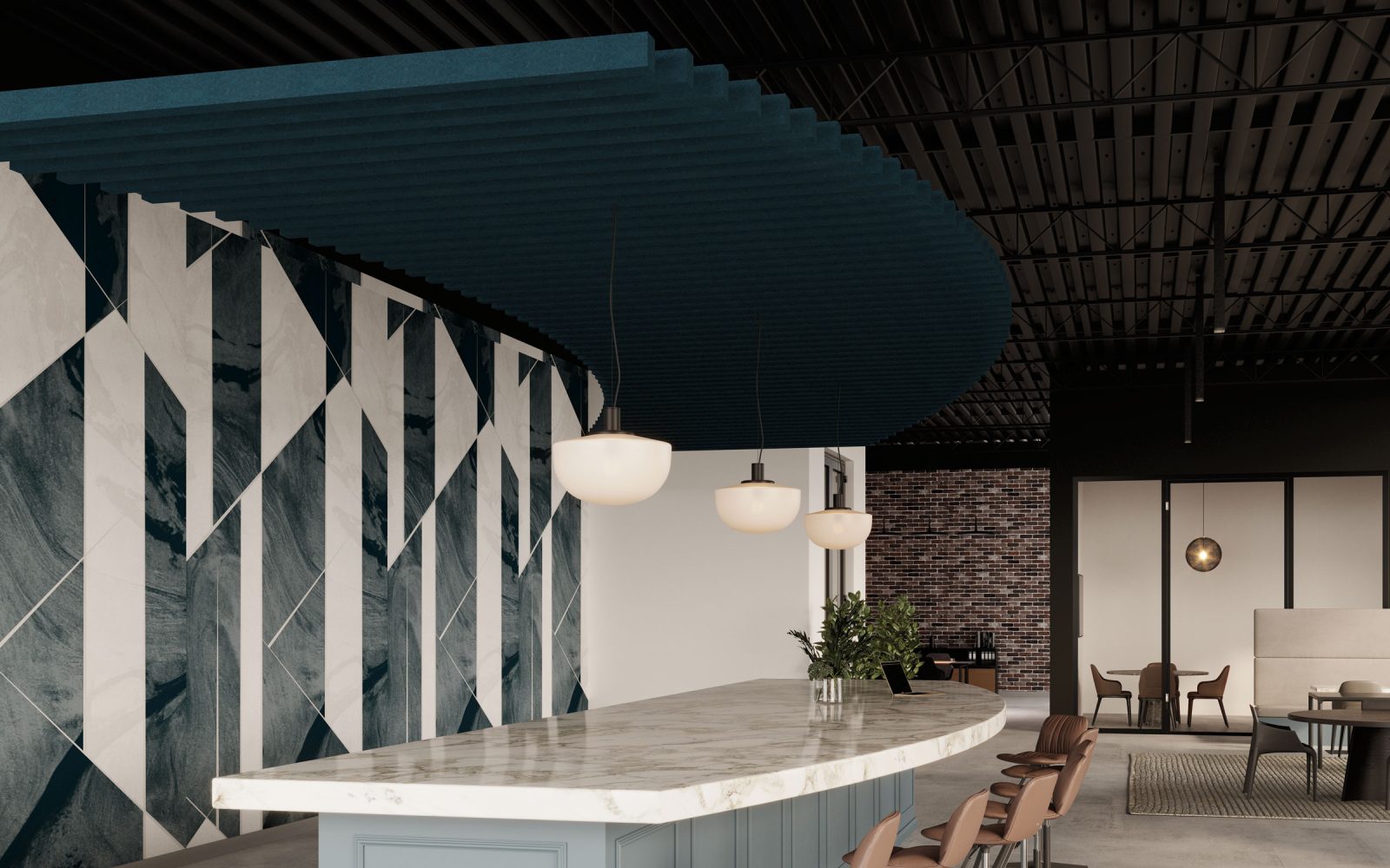 Truss Ceiling Baffles | Denim | Premier Collection