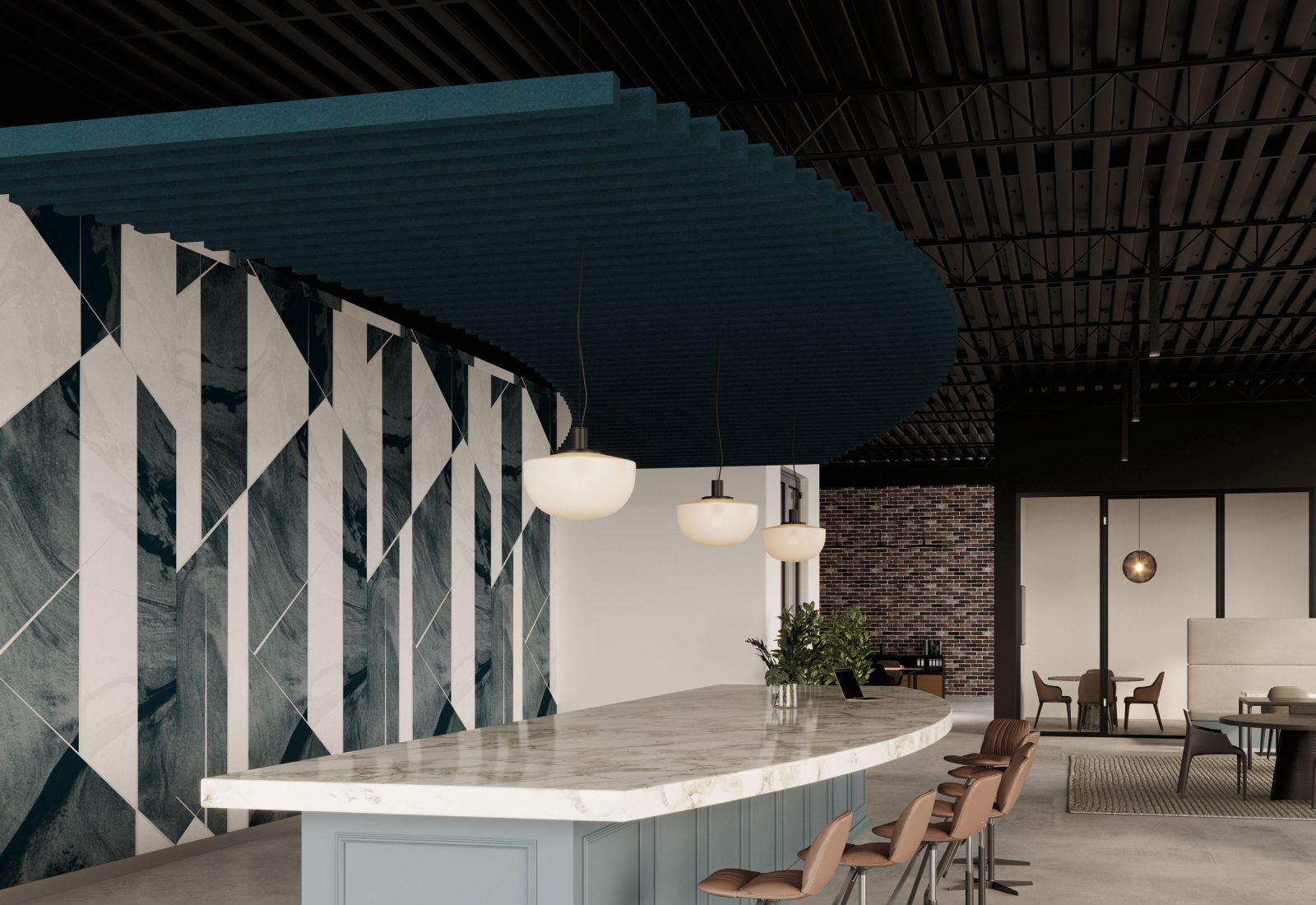 Truss Ceiling Baffles | Denim | Premier Collection