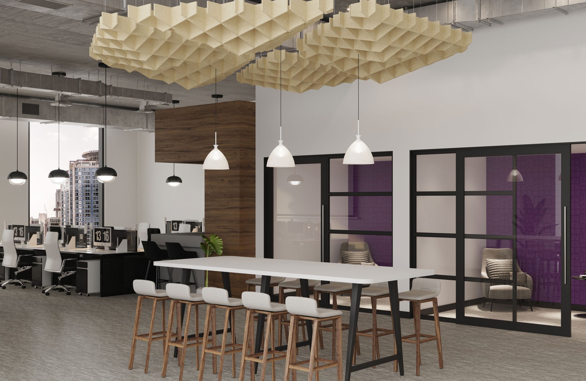 Interlace, Tetra Ceiling Clouds | Ivory | Premier Collection