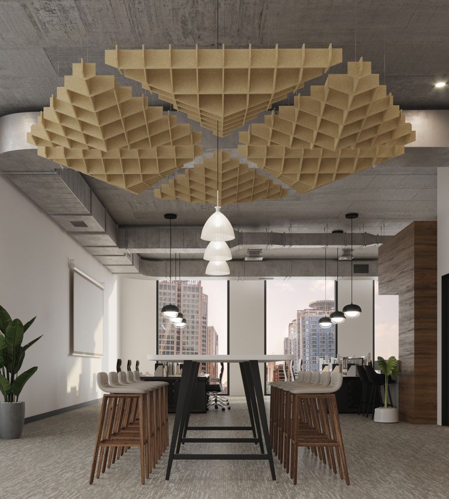 Interlace, Tetra Ceiling Clouds | Ivory | Premier Collection