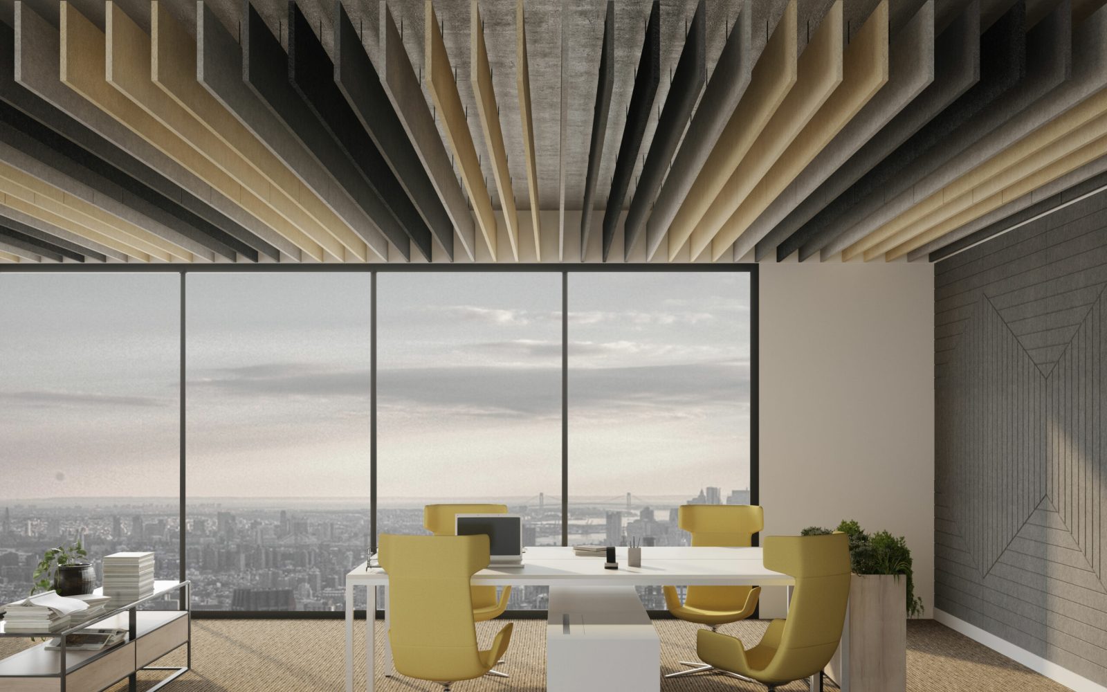 Linear Ceiling Baffles | Platinum, Slate, Piano Black, Ivory, Pearl | Premier Collection