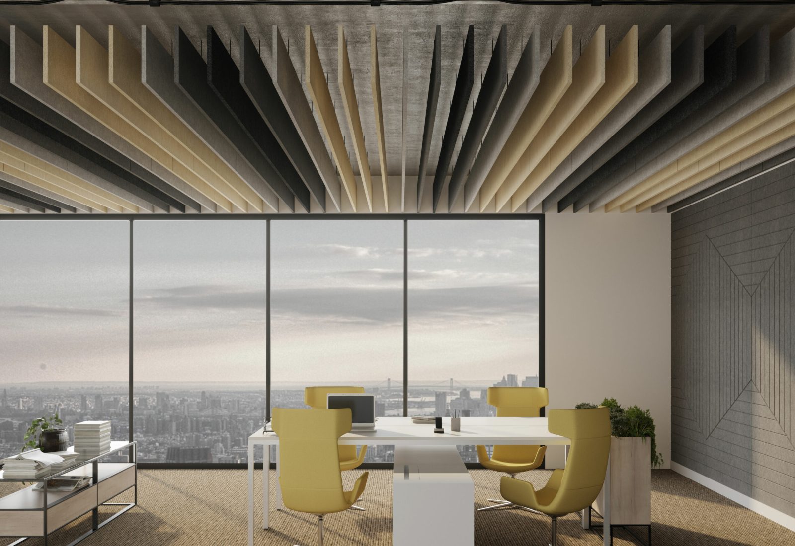 Linear Ceiling Baffles | Platinum, Slate, Piano Black, Ivory, Pearl | Premier Collection