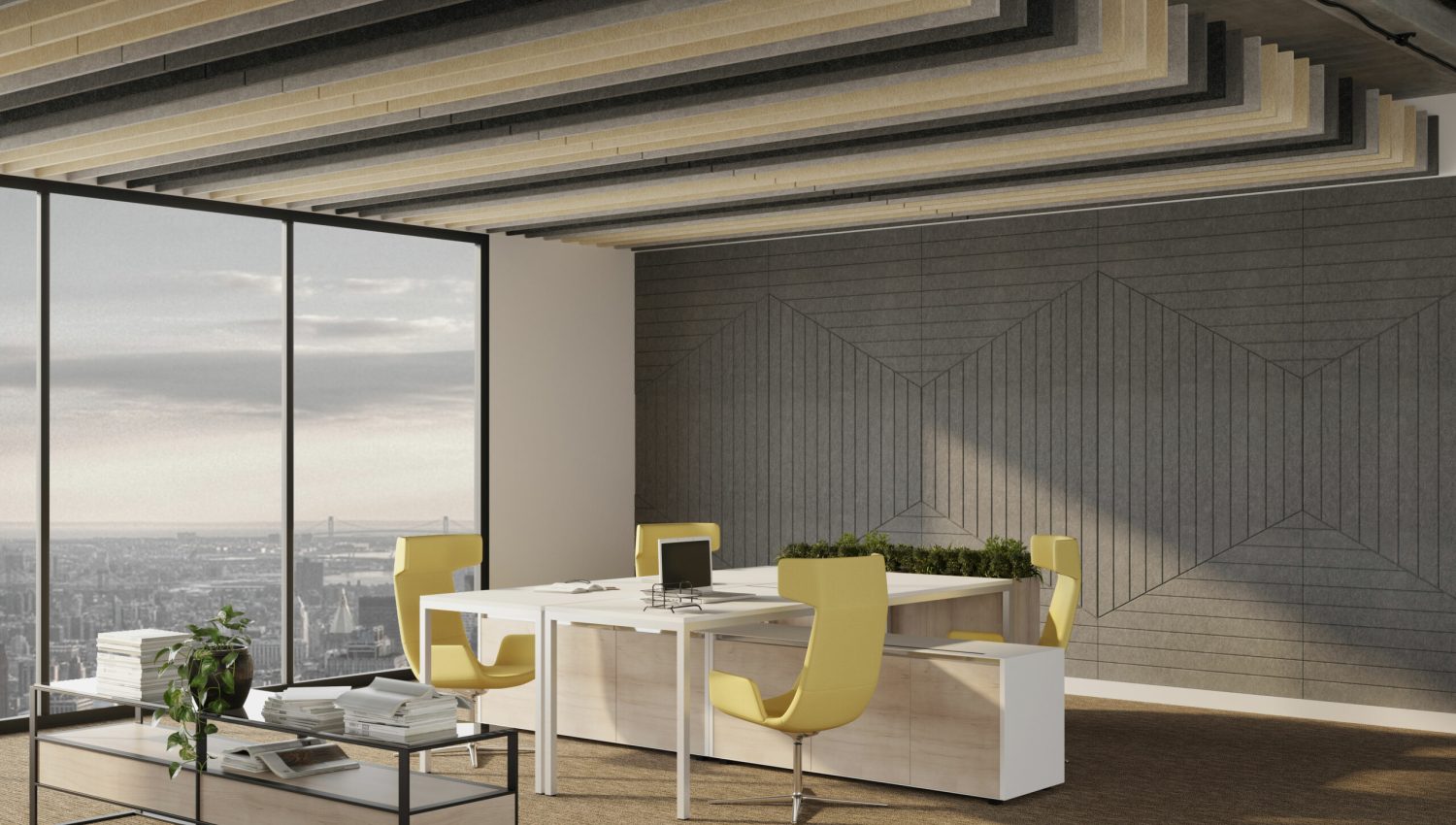 Linear Ceiling Baffles | Platinum, Slate, Piano Black, Ivory, Pearl | Premier Collection