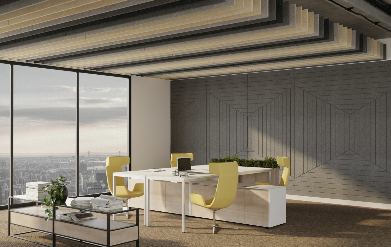 Linear Ceiling Baffles | Platinum, Slate, Piano Black, Ivory, Pearl | Premier Collection