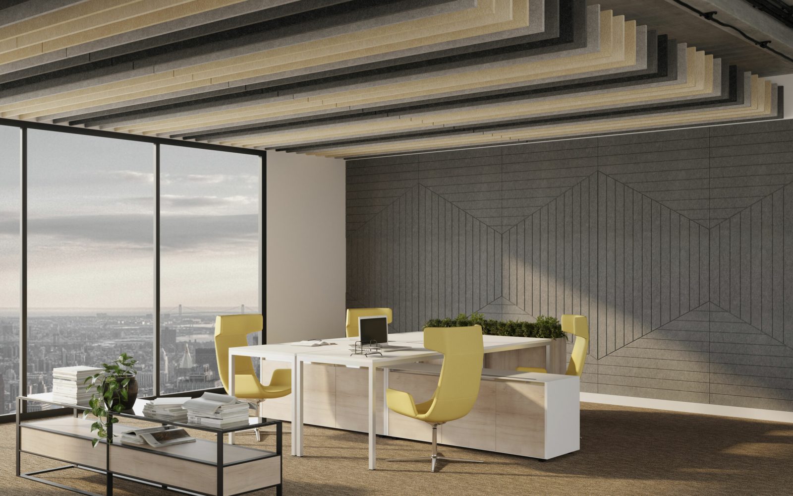 Linear Ceiling Baffles | Platinum, Slate, Piano Black, Ivory, Pearl | Premier Collection