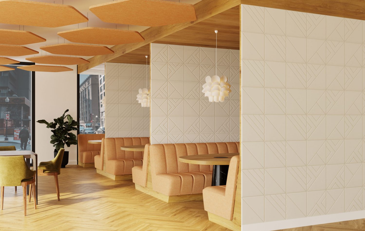 Hexagon Ceiling Clouds | Turmeric | Premier Collection