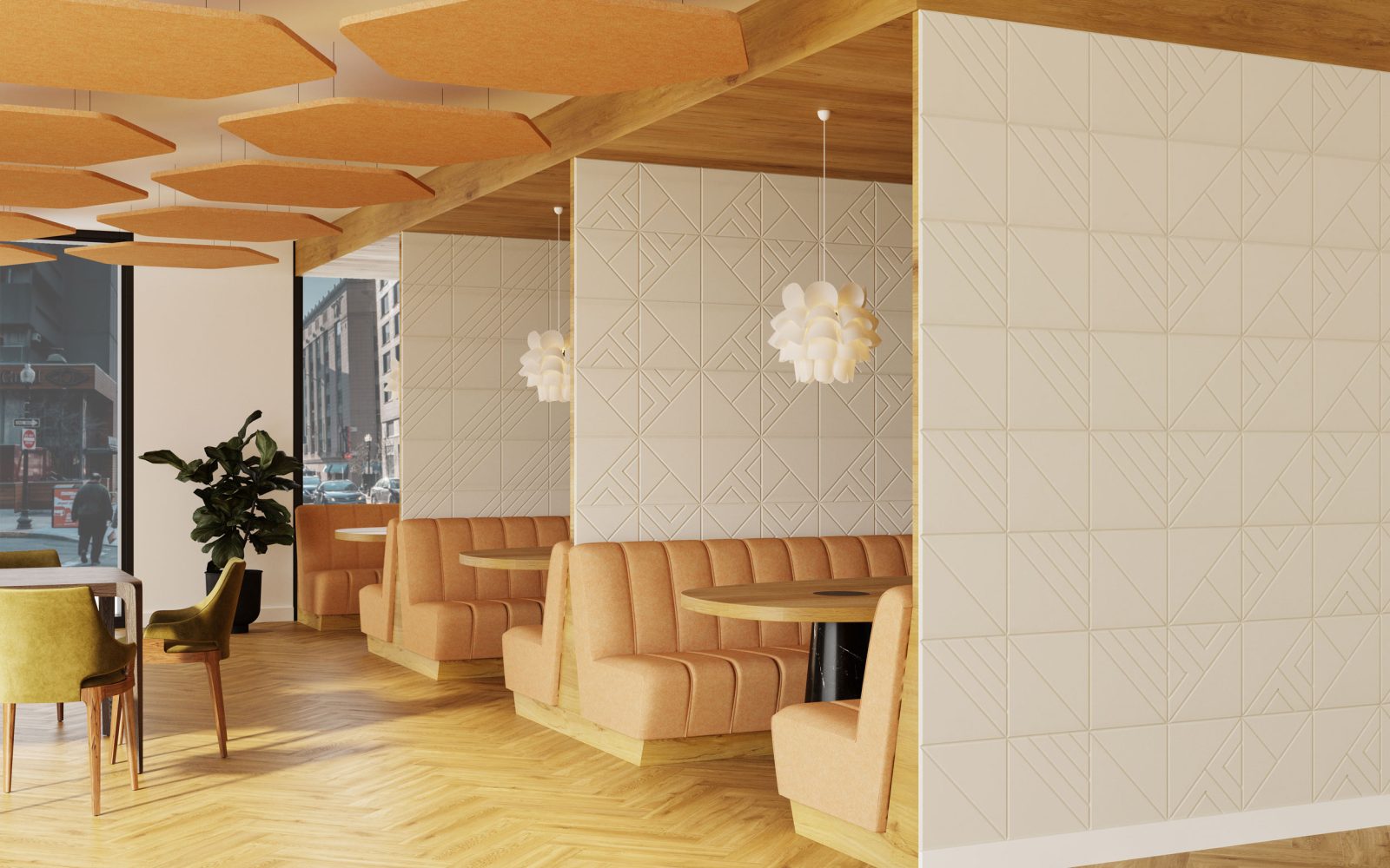 Hexagon Ceiling Clouds | Turmeric | Premier Collection