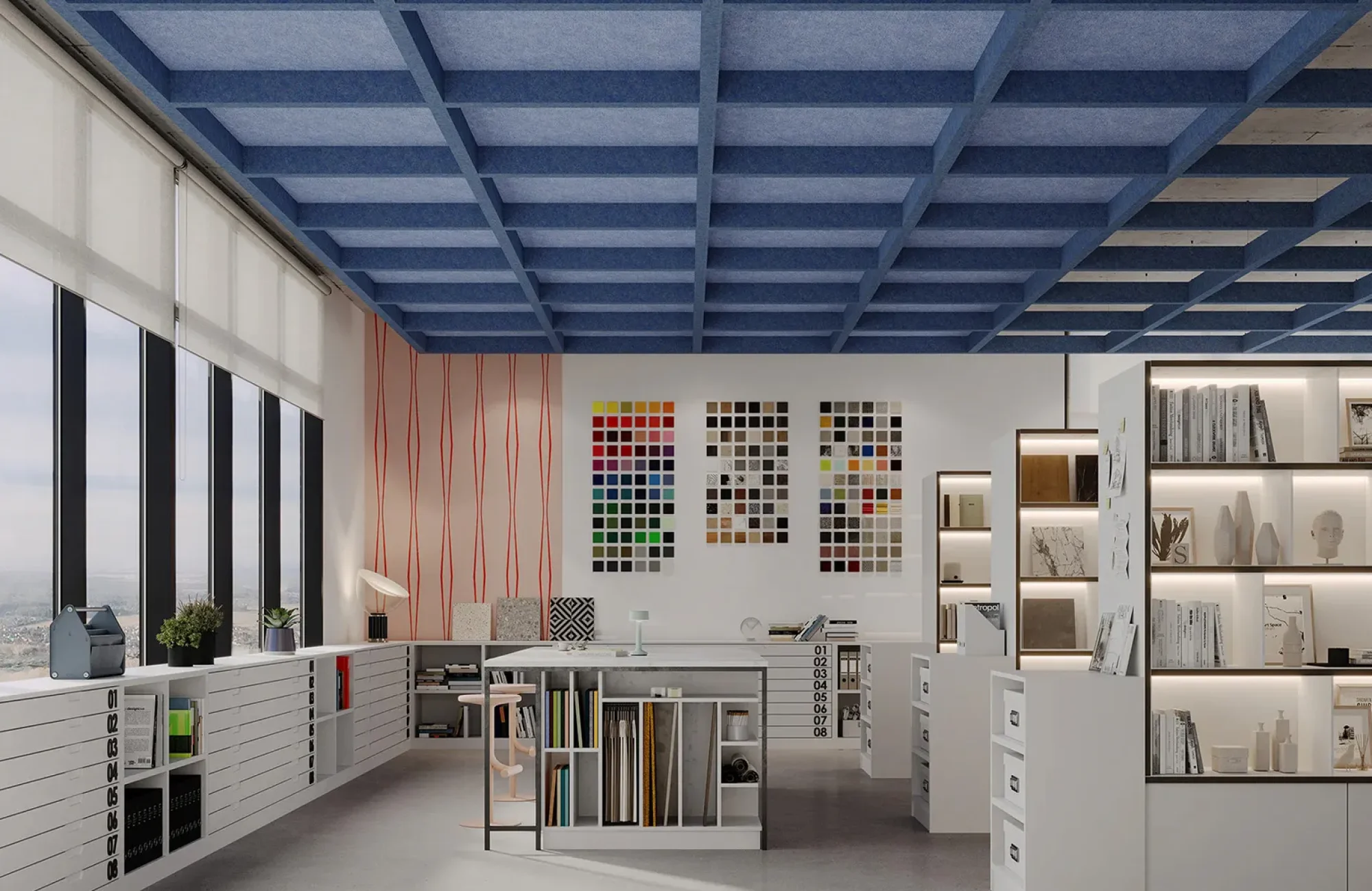 Framework Capped Ceiling Grids | Periwinkle, Marine | Premier Collection