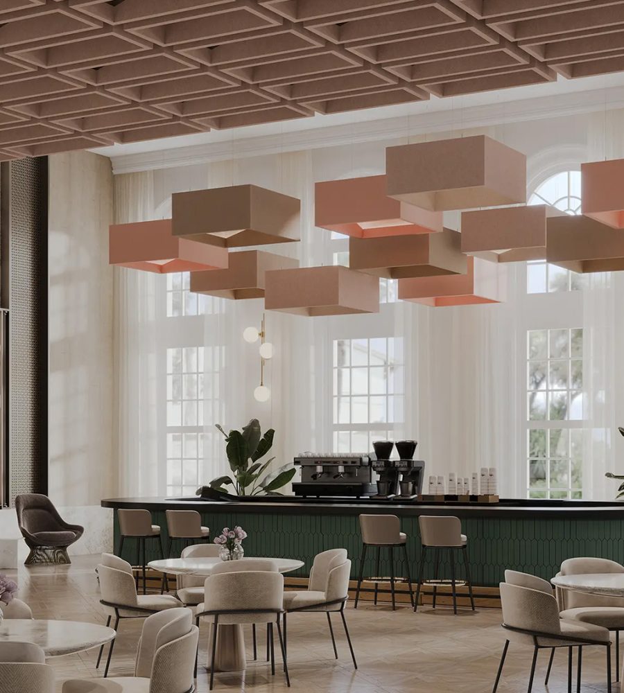 Blox, Angled Ceiling Clouds | Valentine, Quartz, Umber | Premier Collection
