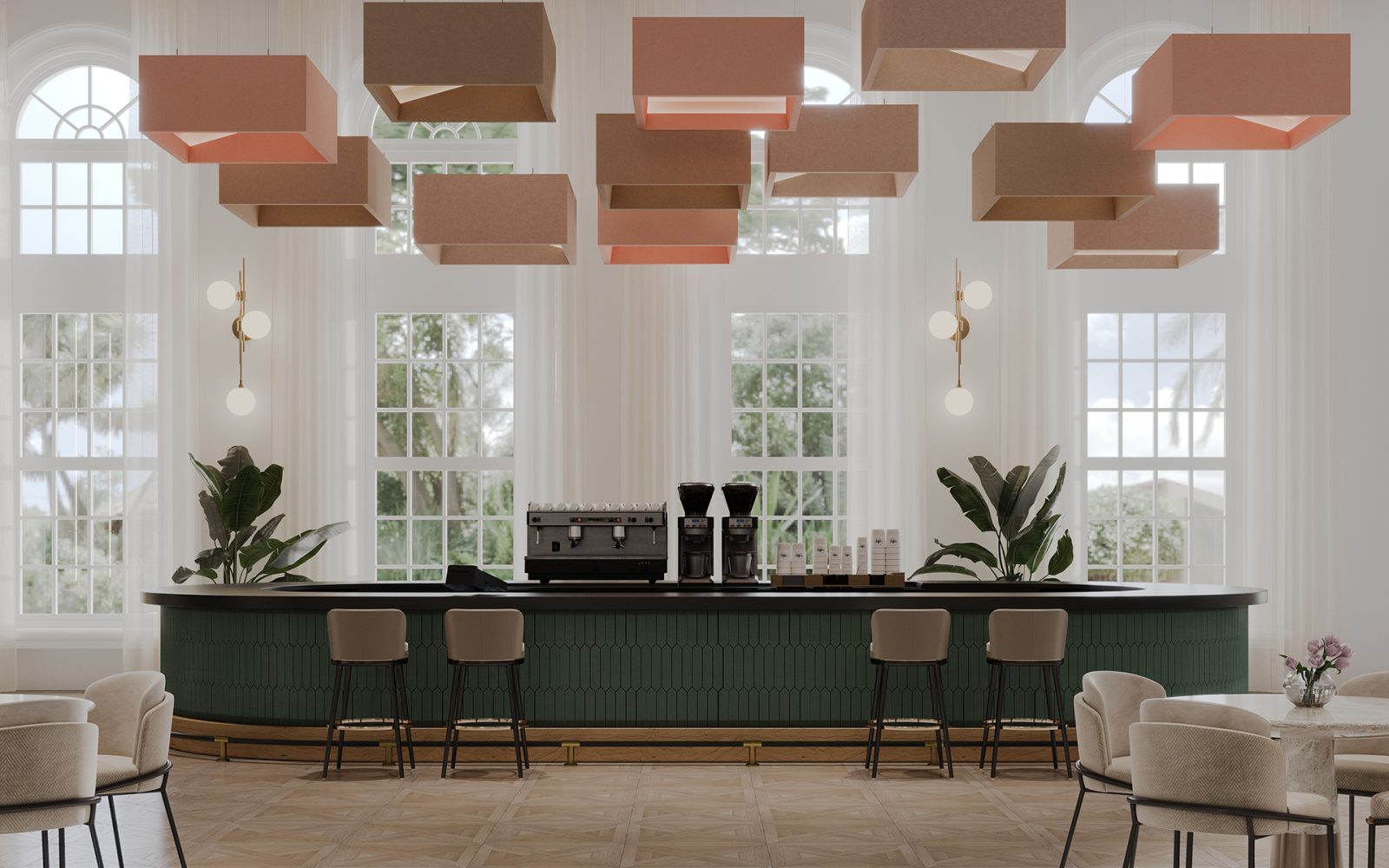 Blox, Angled Ceiling Clouds | Valentine, Quartz, Umber | Premier Collection