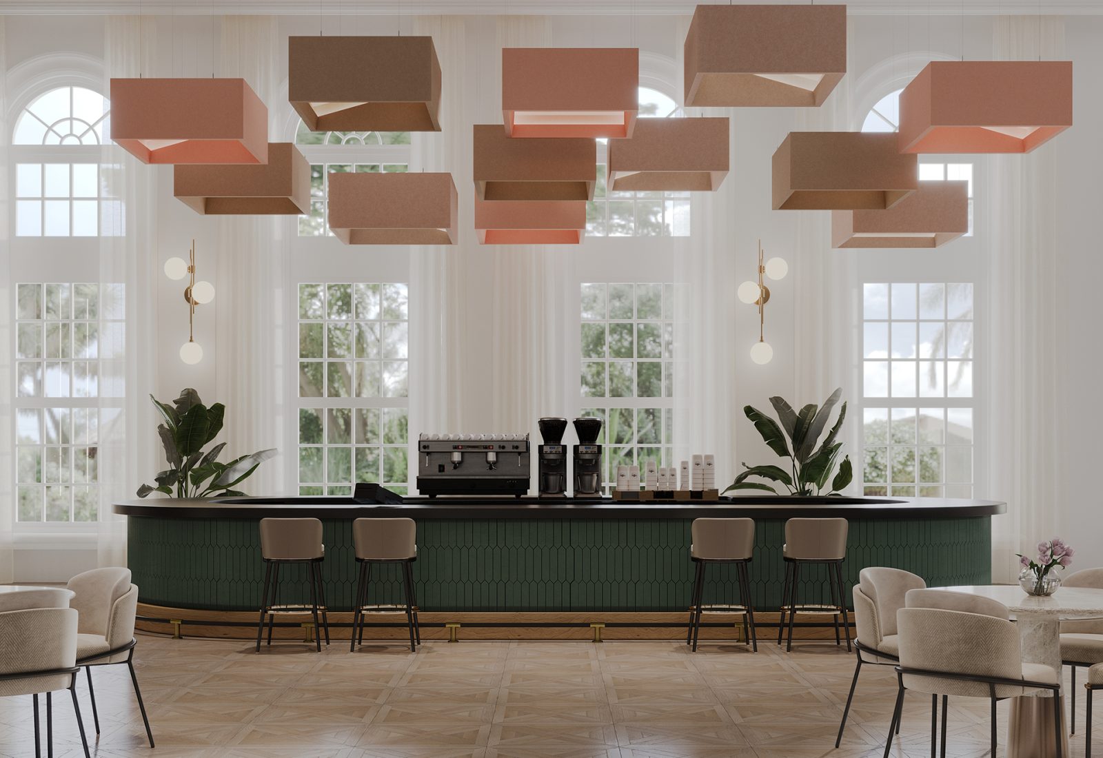 Blox, Angled Ceiling Clouds | Valentine, Quartz, Umber | Premier Collection