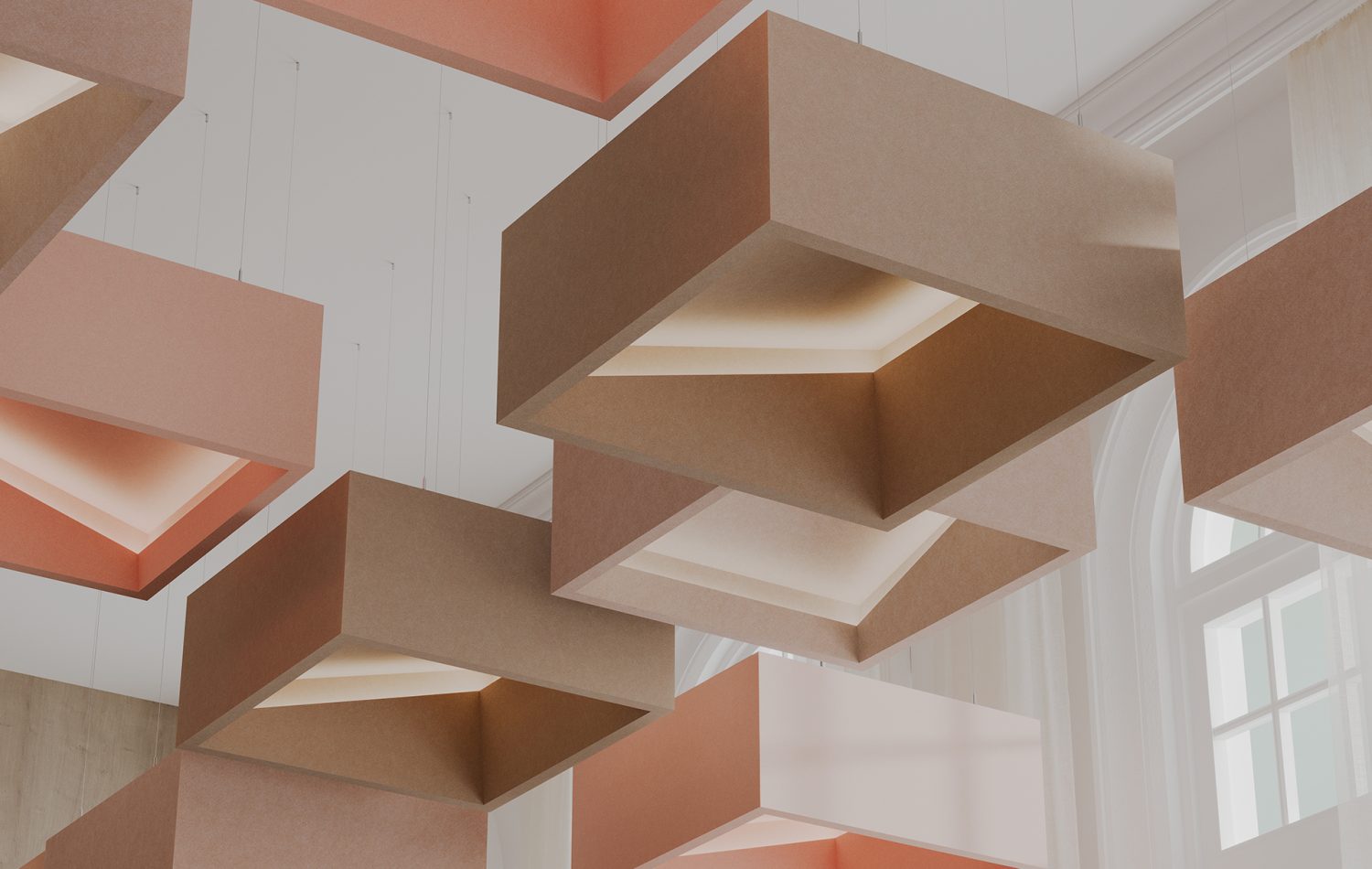 Blox, Angled Ceiling Clouds | Valentine, Quartz, Umber | Premier Collection