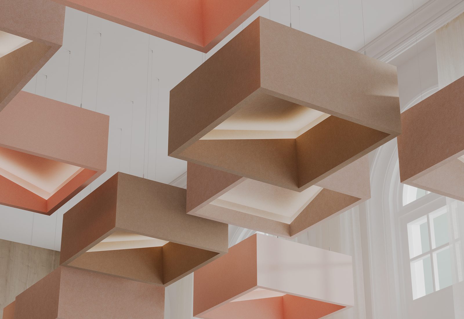 Blox, Angled Ceiling Clouds | Valentine, Quartz, Umber | Premier Collection