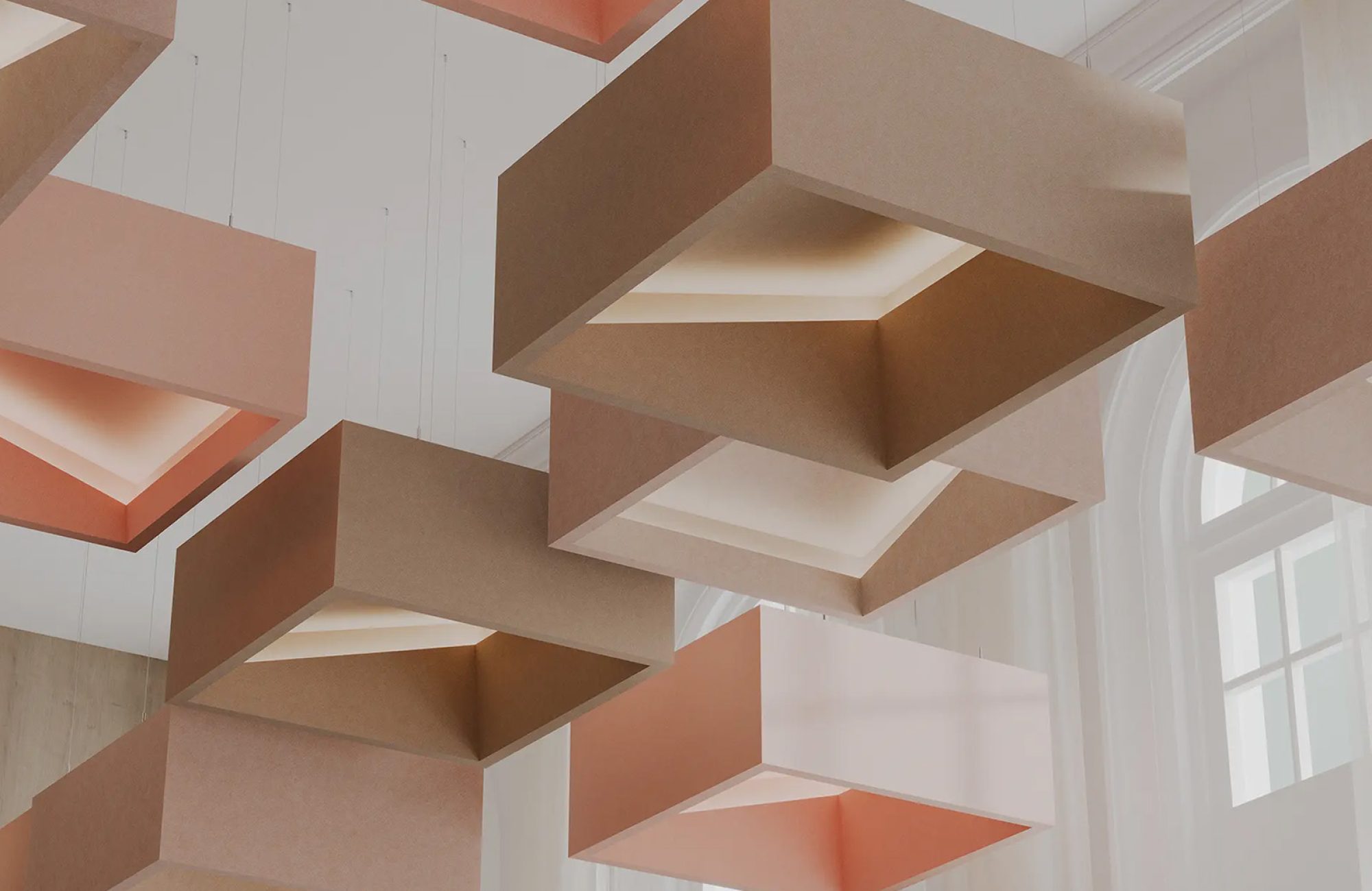 Blox, Angled Ceiling Clouds | Valentine, Quartz, Umber | Premier Collection