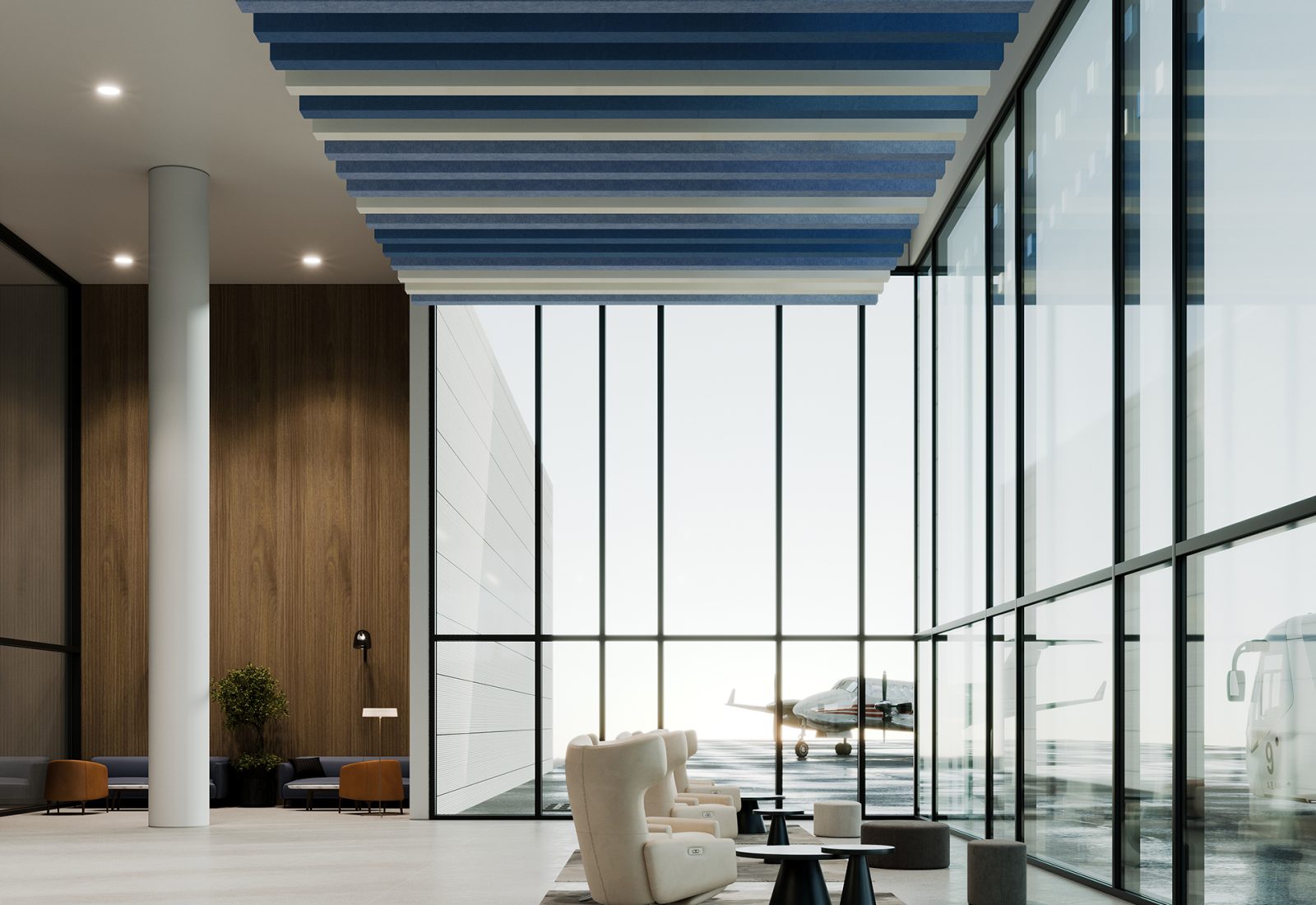 Beam Ceiling Baffles | Periwinkle, Marine, White | Premier Collection