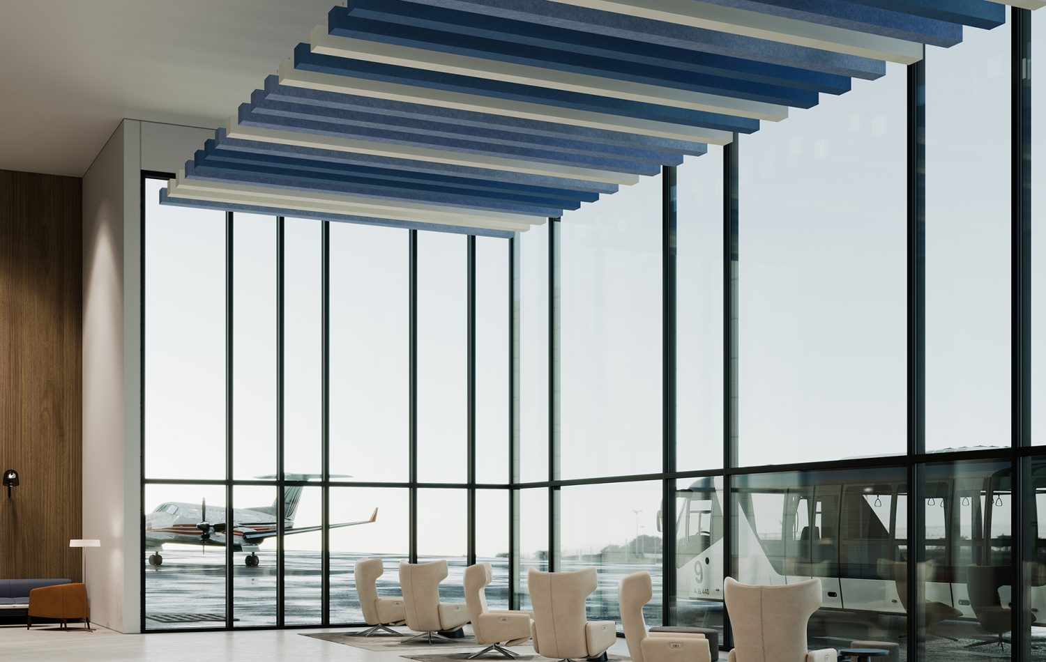 Beam Ceiling Baffles | Periwinkle, Marine, White | Premier Collection