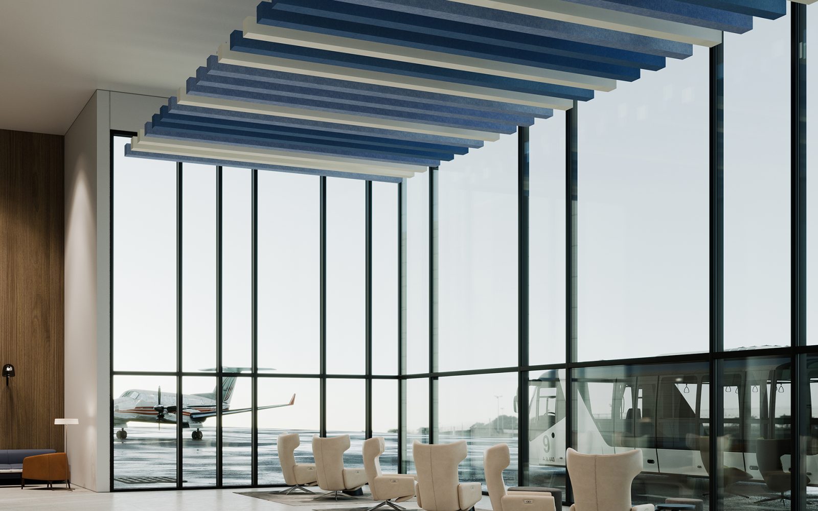 Beam Ceiling Baffles | Periwinkle, Marine, White | Premier Collection