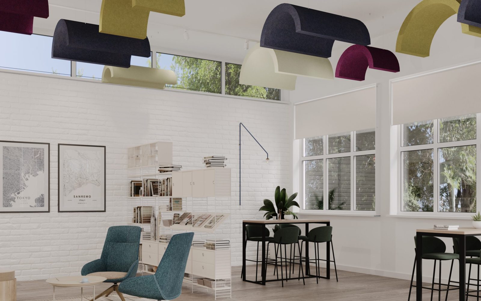 Crest Ceiling Clouds | Pistachio, Eucalyptus, Shiraz, Flint, Celery | Premier Collection