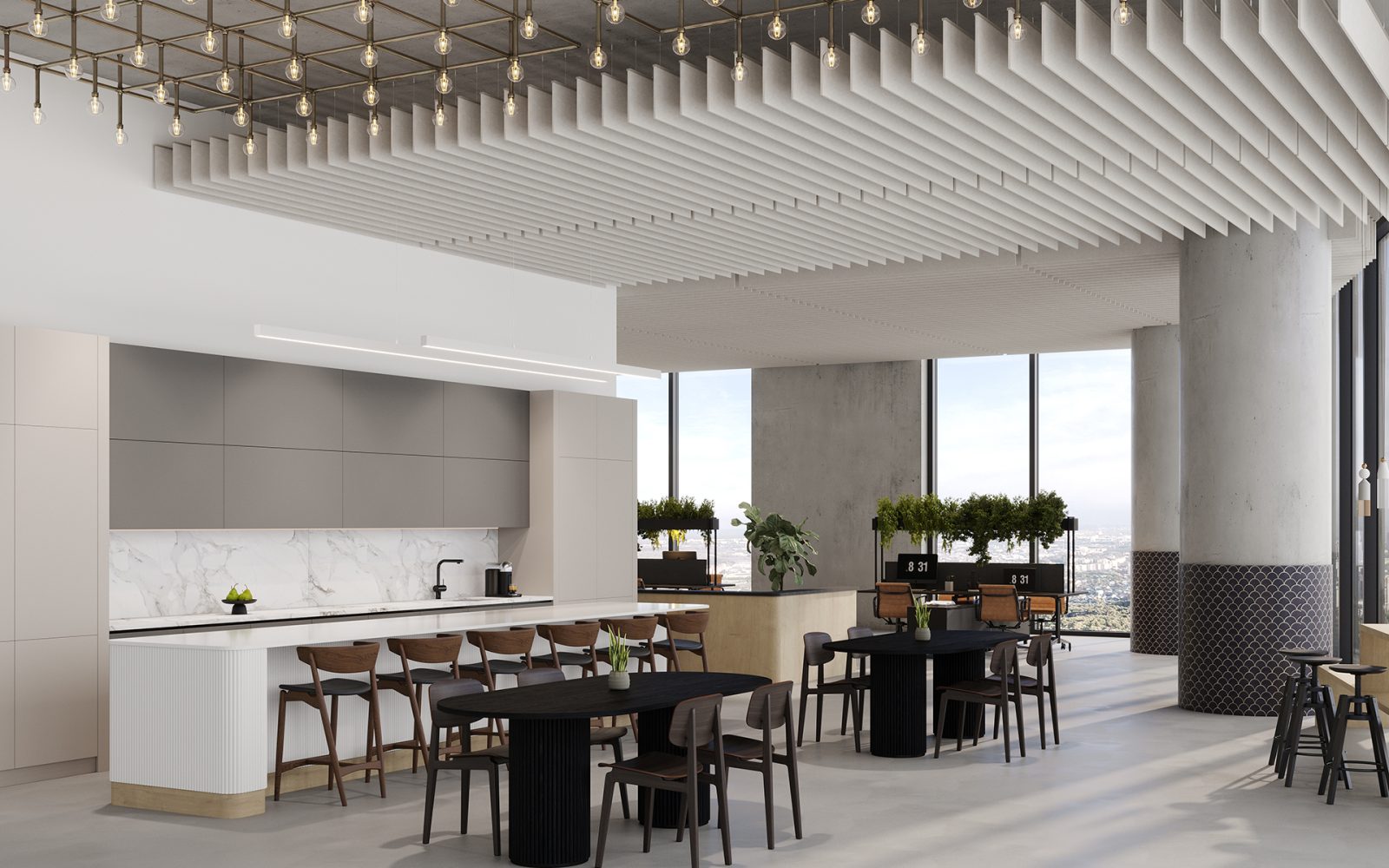 Linear Ceiling Baffles | Almond | Premier Collection