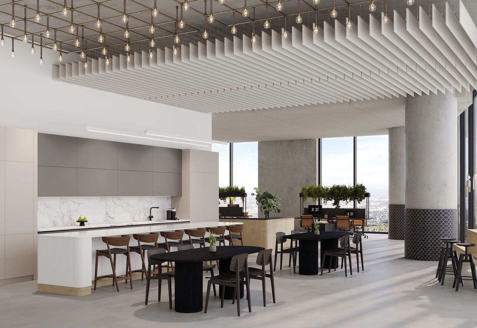 Linear Ceiling Baffles | Almond | Premier Collection