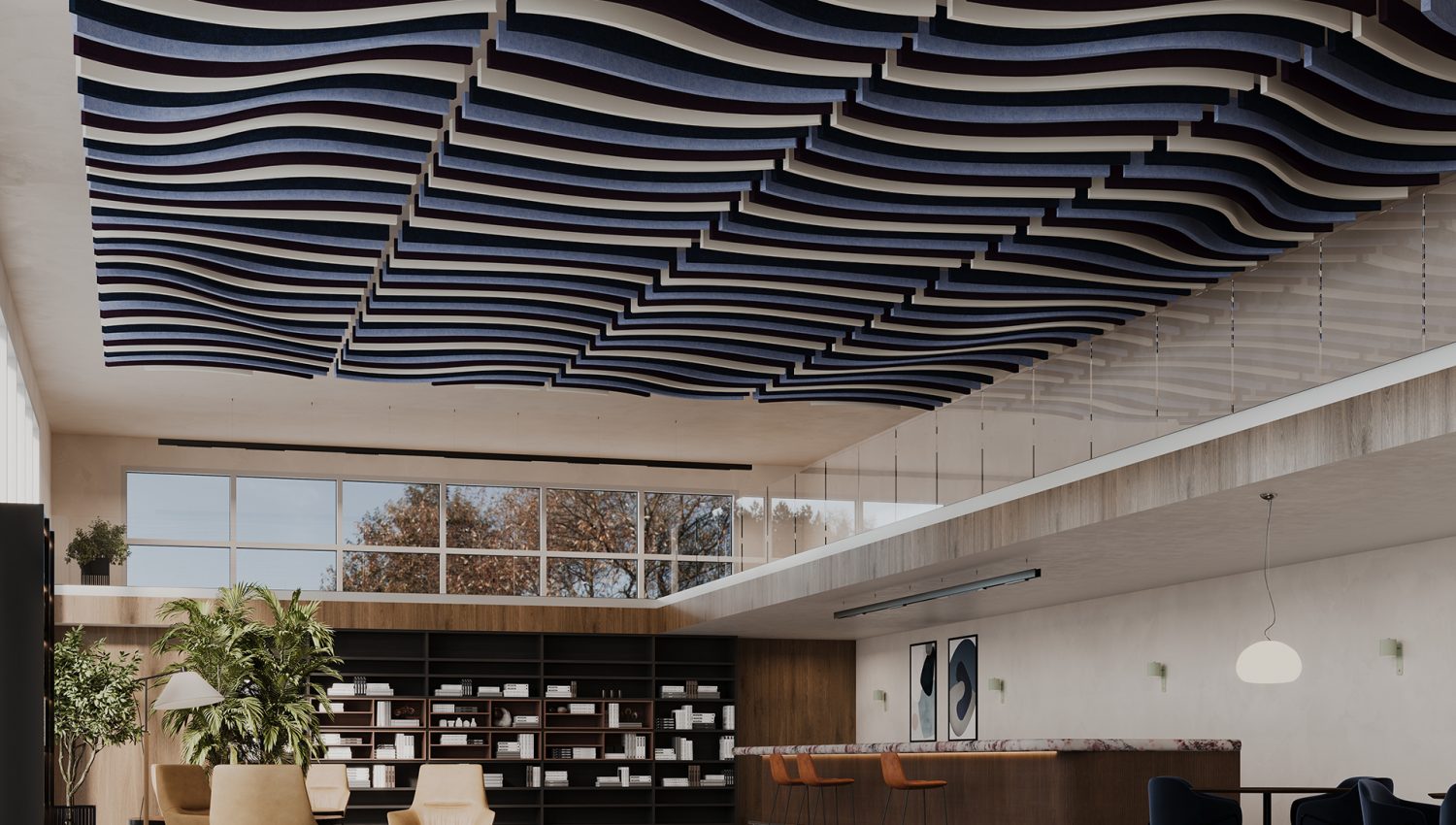 Versiform Ceiling Baffles | Midnight, Periwinkle, White | Premier Collection