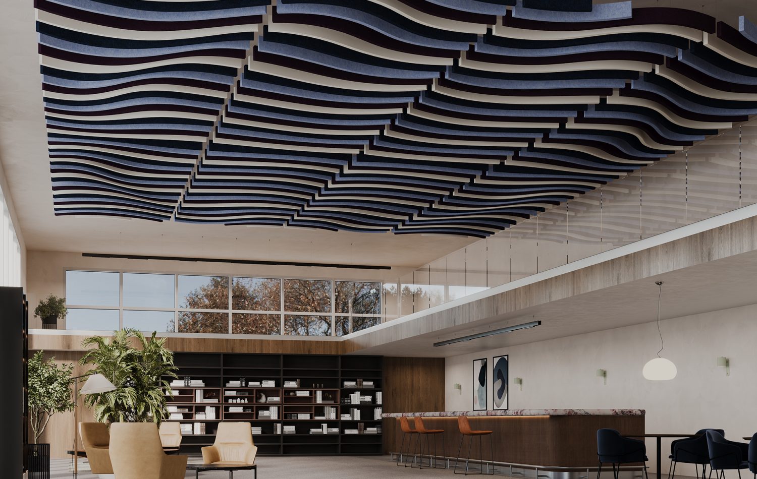 Versiform Ceiling Baffles | Midnight, Periwinkle, White | Premier Collection