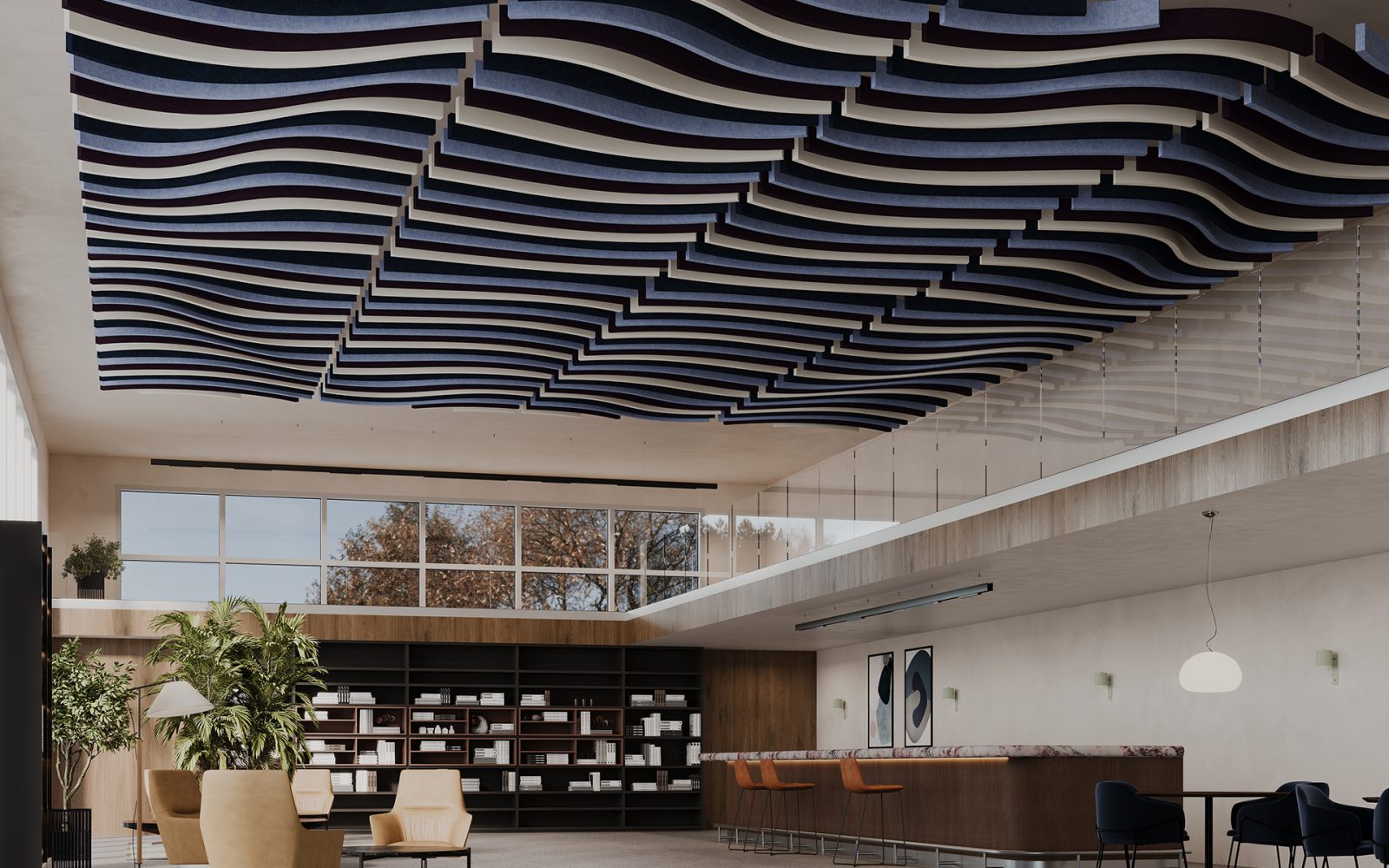 Versiform Ceiling Baffles | Midnight, Periwinkle, White | Premier Collection