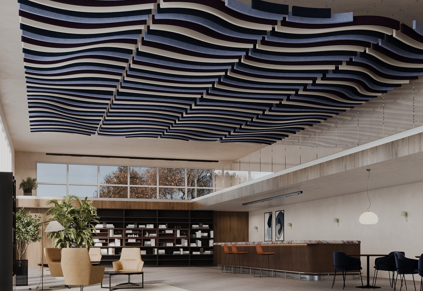 Versiform Ceiling Baffles | Midnight, Periwinkle, White | Premier Collection
