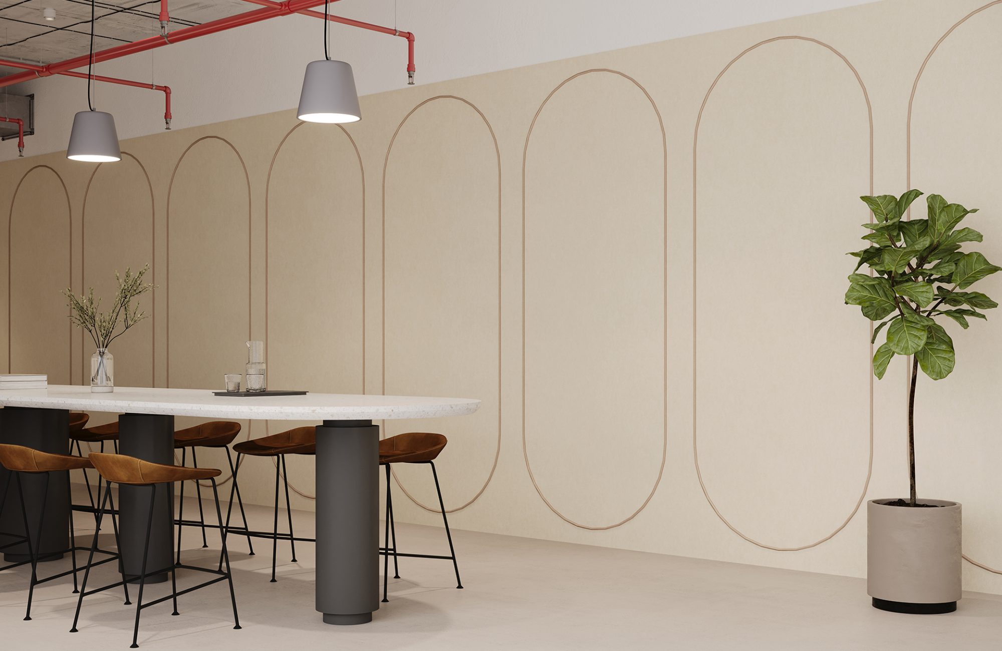 Spine Wall Panels, Racetrack B | Pearl, Quartz | Premier Collection