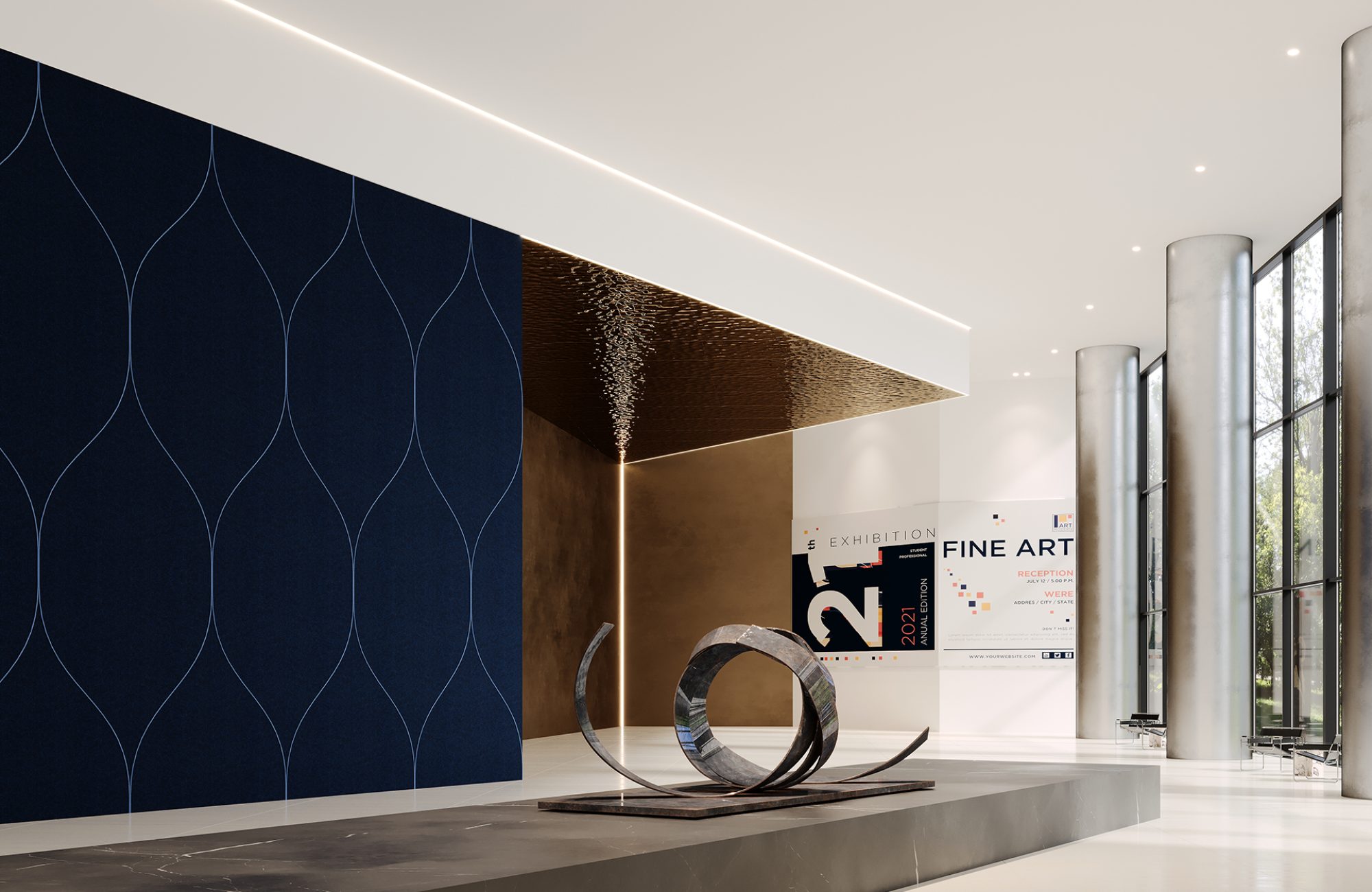 Spine Wall Panels, Tulip A | Midnight, Marine | Premier Collection