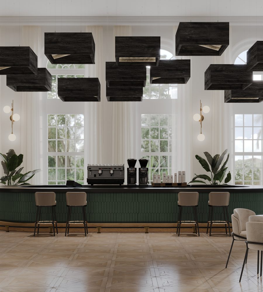 Blox, Angled Ceiling Clouds | Charred Larch | WoodGrain Collection