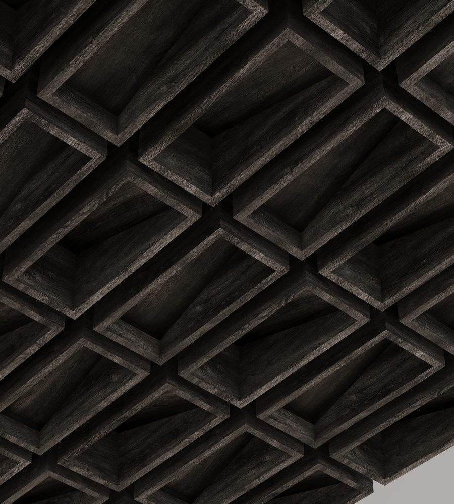 Blox, Angled Ceiling Clouds | Charred Larch | WoodGrain Collection