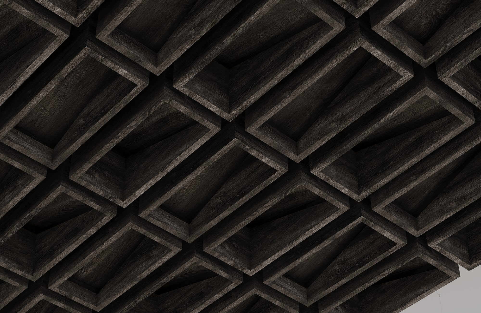 Blox, Angled Ceiling Clouds | Charred Larch | WoodGrain Collection