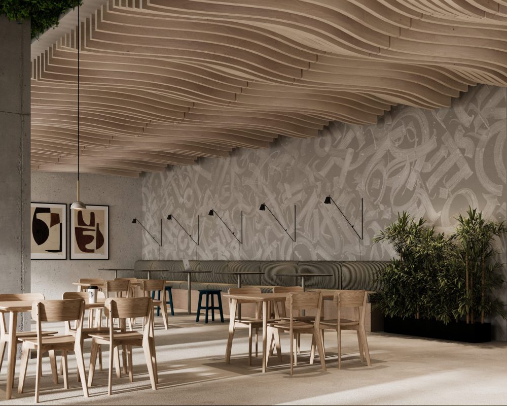 Billow Ceiling Baffles | Wine Barrel | WoodGrain Collection