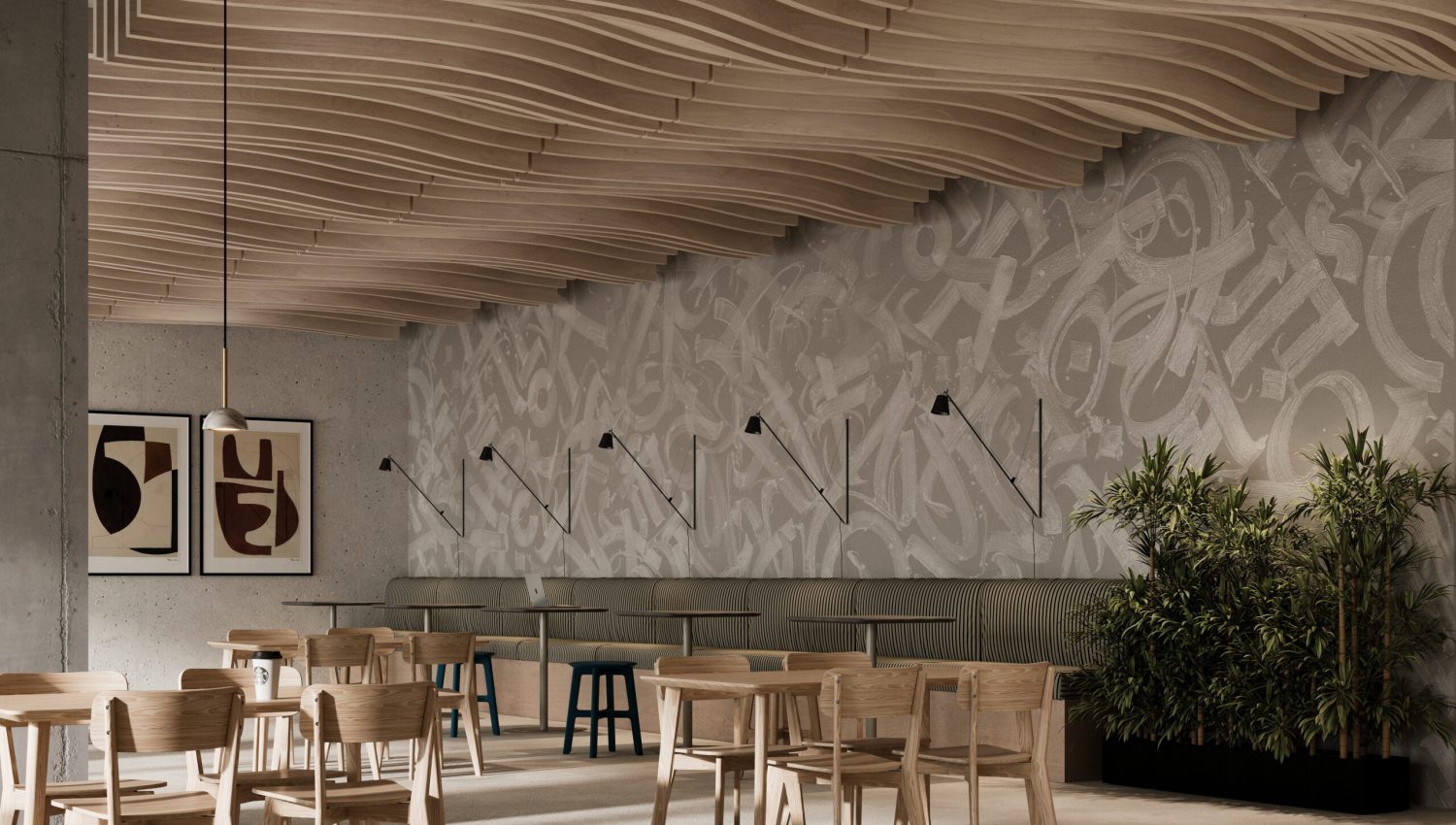 Billow Ceiling Baffles | Wine Barrel | WoodGrain Collection