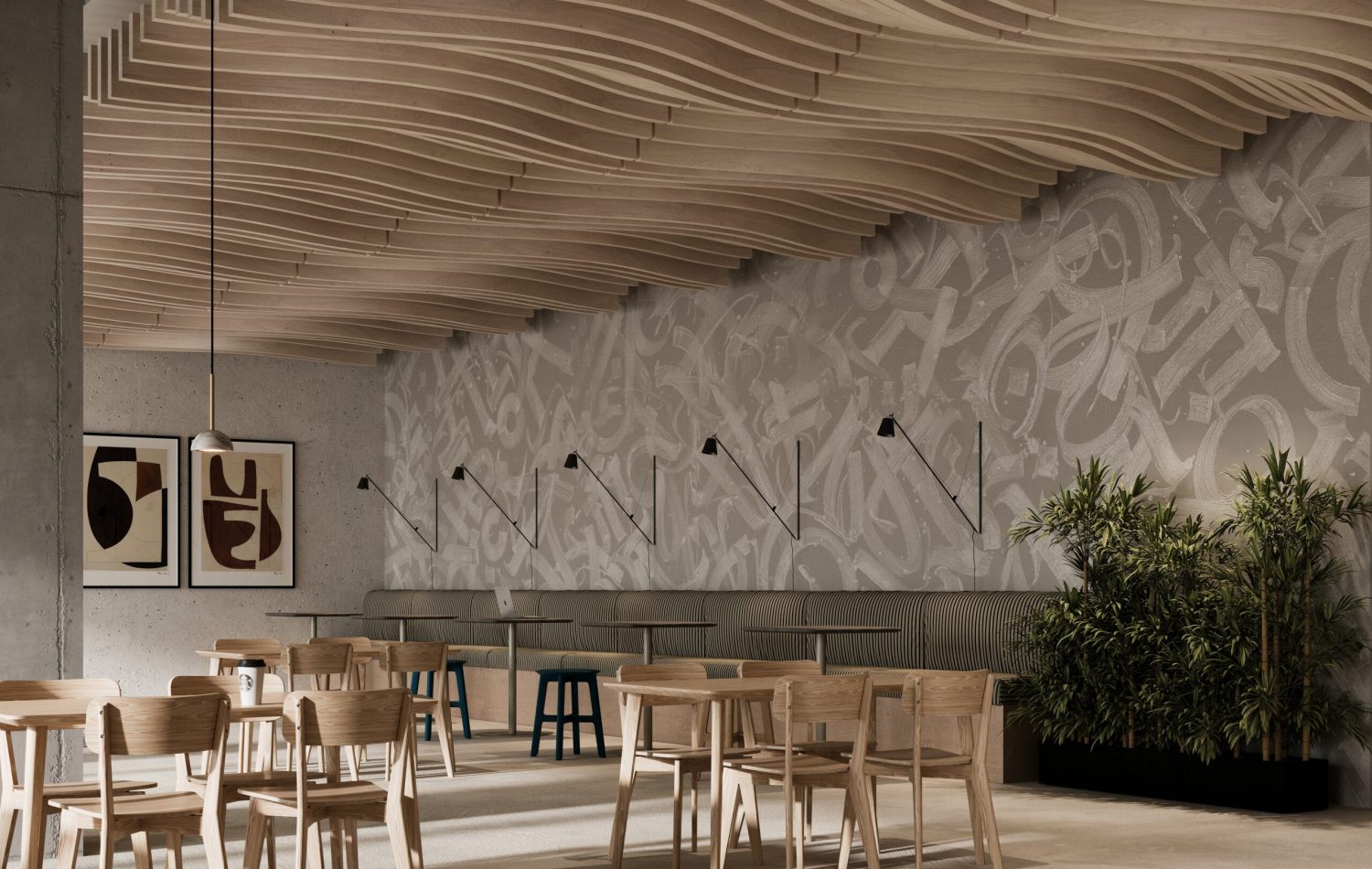 Billow Ceiling Baffles | Wine Barrel | WoodGrain Collection