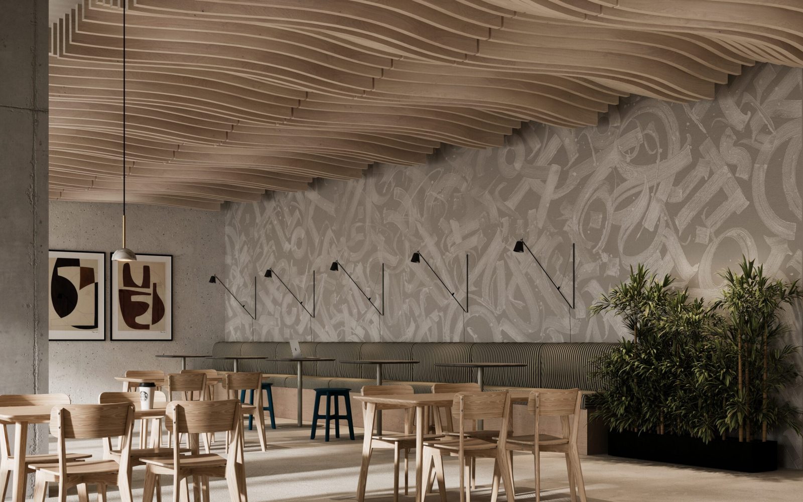 Billow Ceiling Baffles | Wine Barrel | WoodGrain Collection