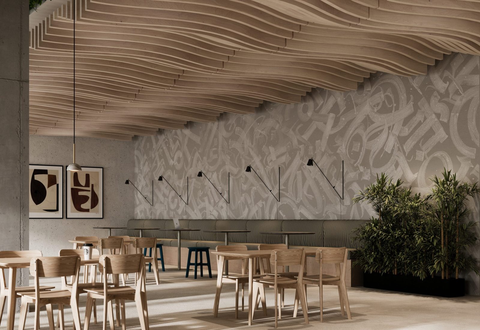 Billow Ceiling Baffles | Wine Barrel | WoodGrain Collection