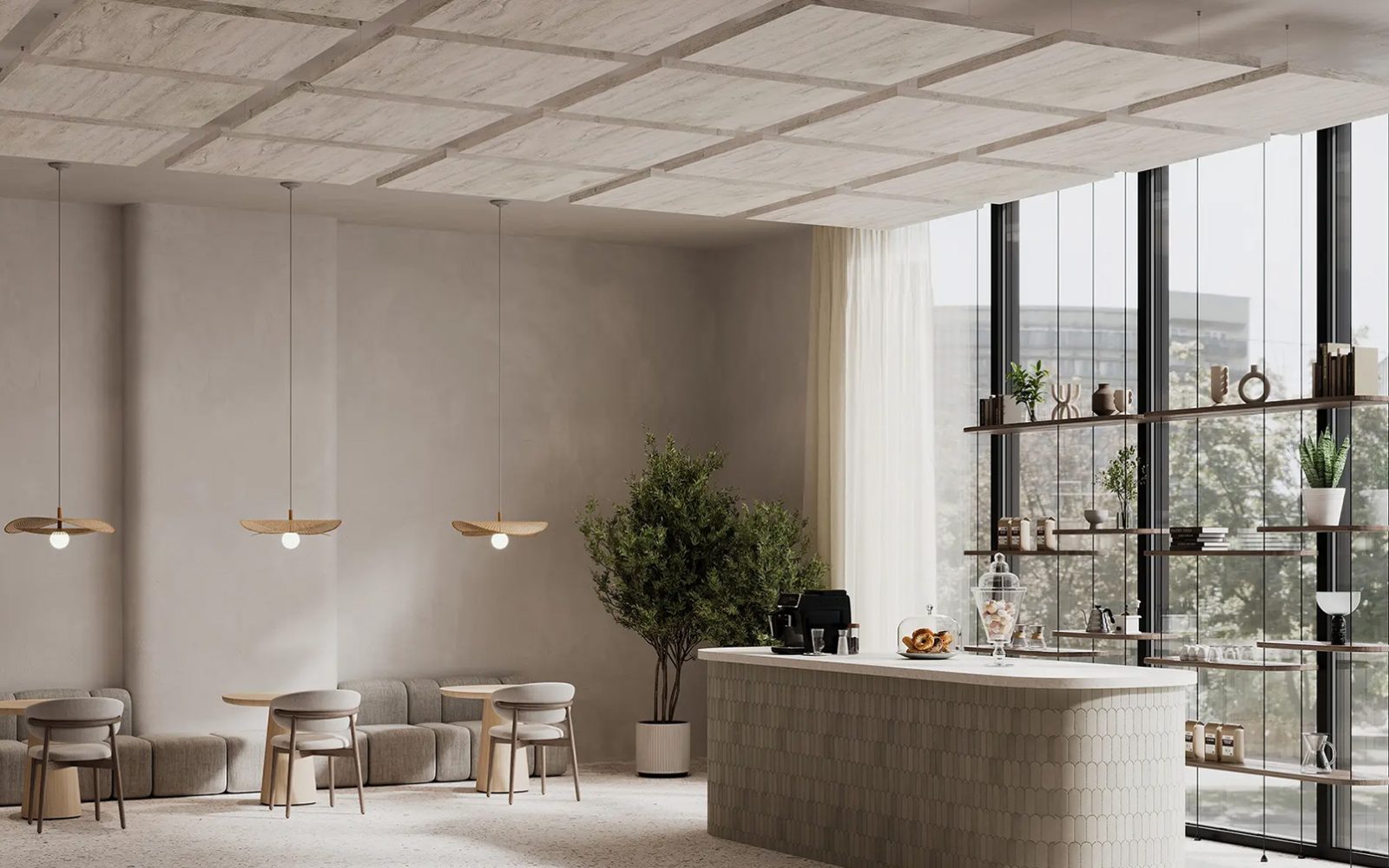 Canopy Ceiling Clouds | Picket Fence | WoodGrain Collection