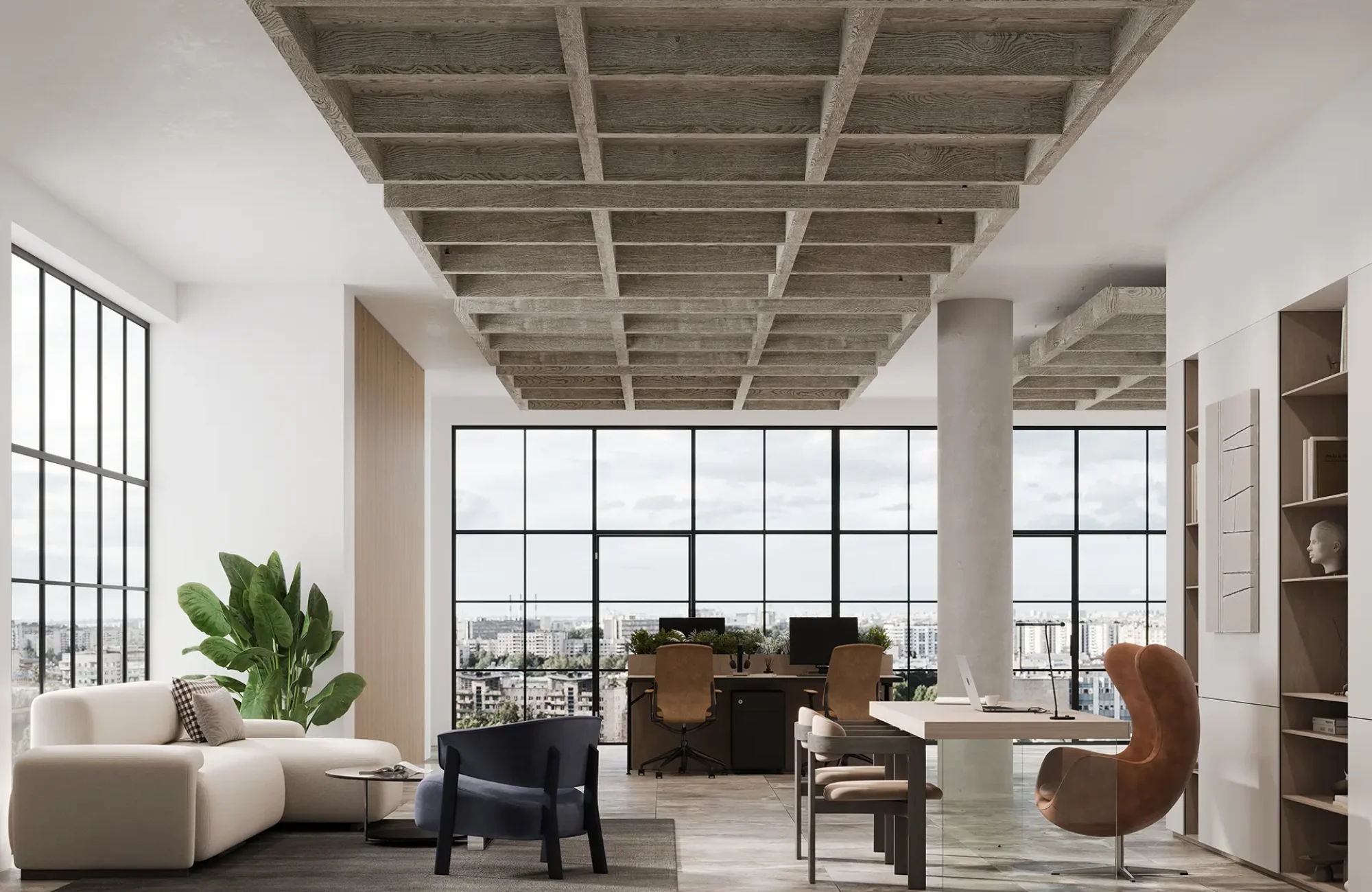 Framework Capped Ceiling Grids | Woodland Fog | WoodGrain Collection