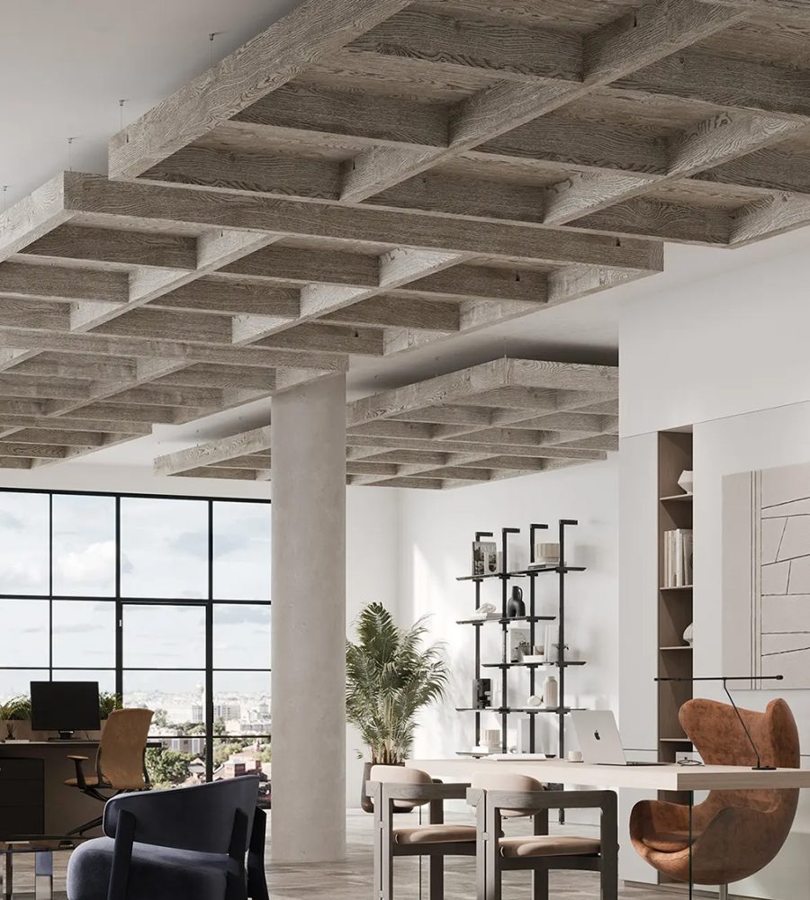 Framework Capped Ceiling Grids | Woodland Fog | WoodGrain Collection