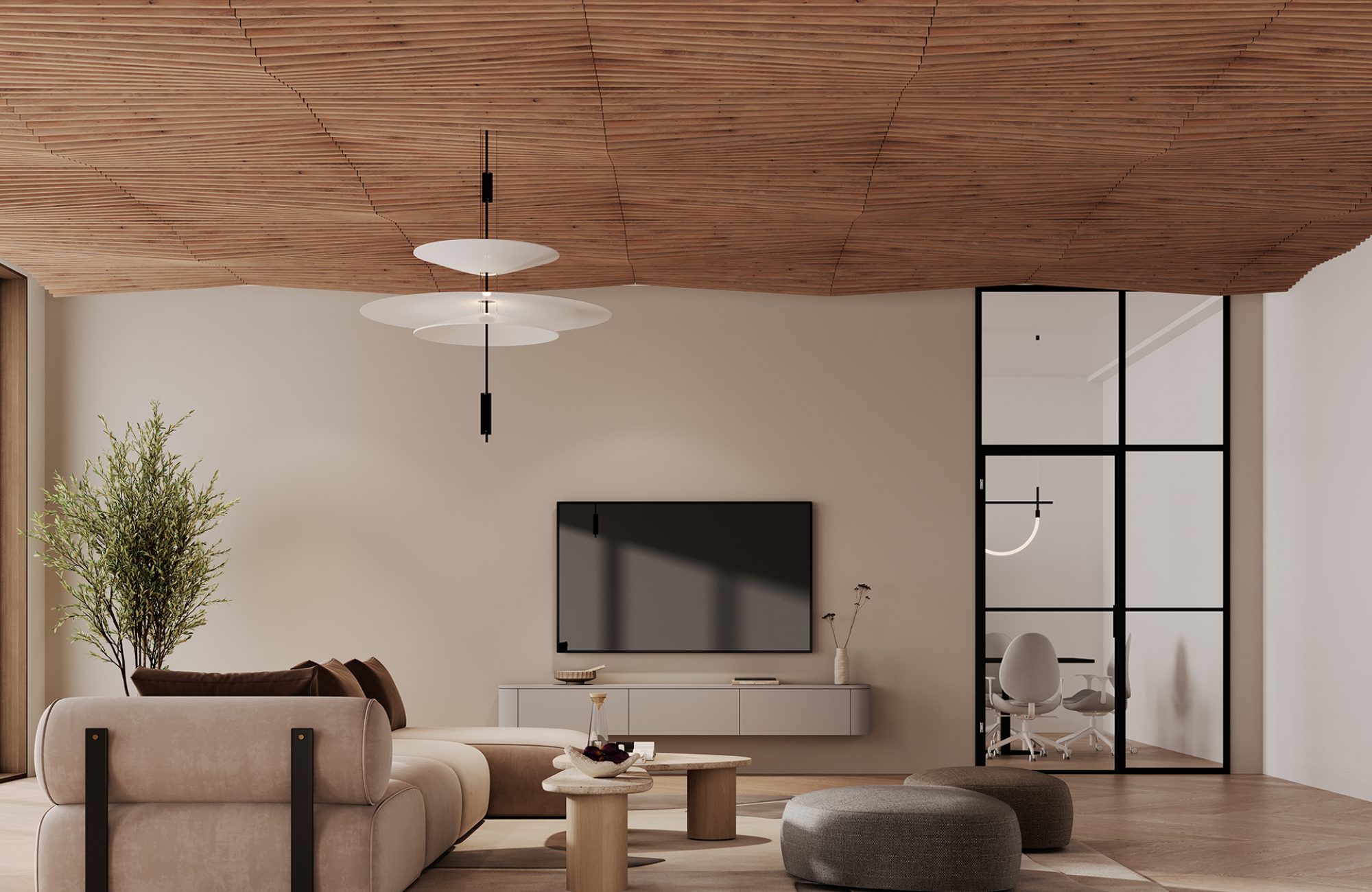 Rail, Line Ceiling Frames | Fumed Oak | WoodGrain Collection