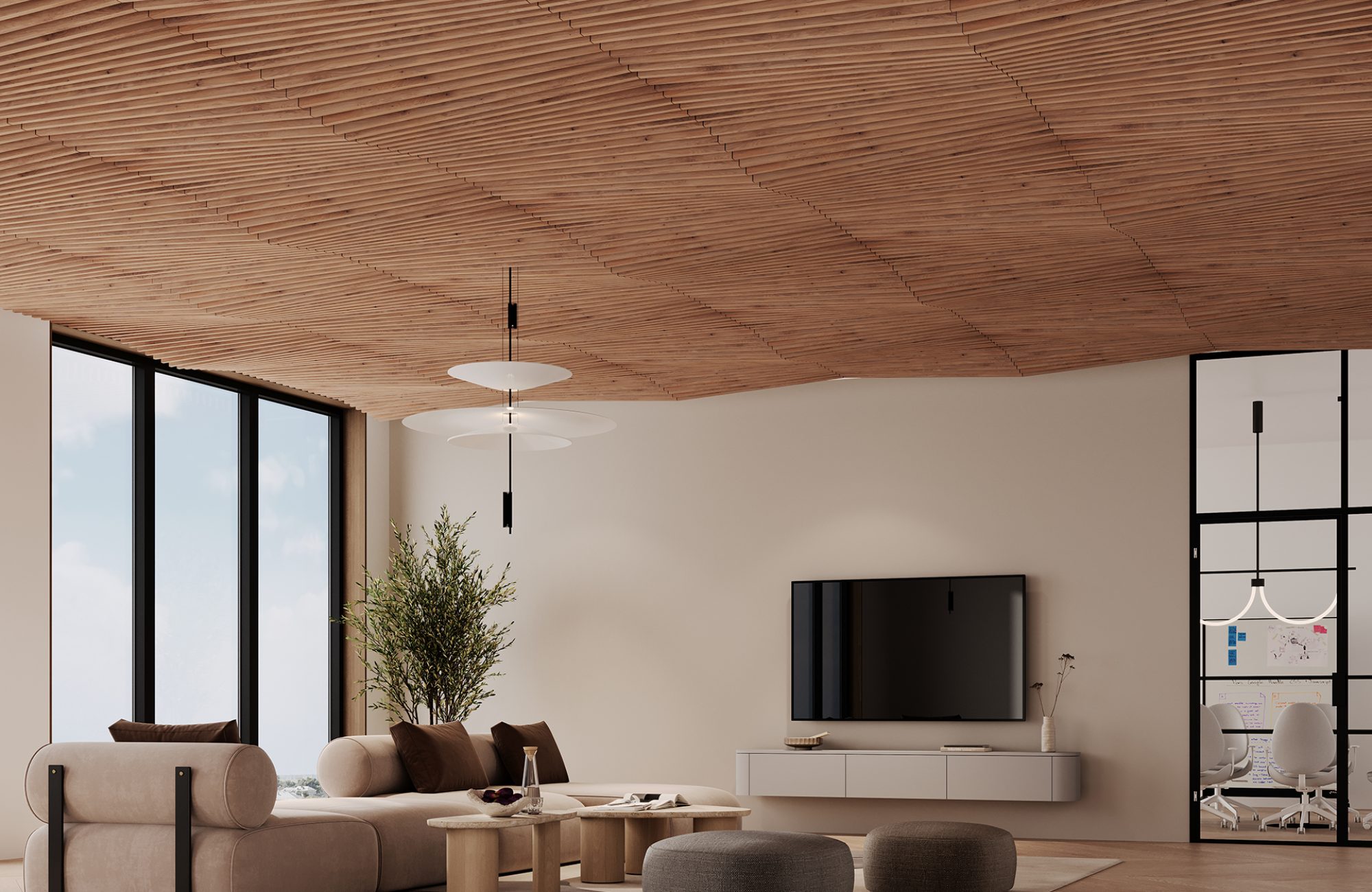 Rail, Line Ceiling Frames | Fumed Oak | WoodGrain Collection