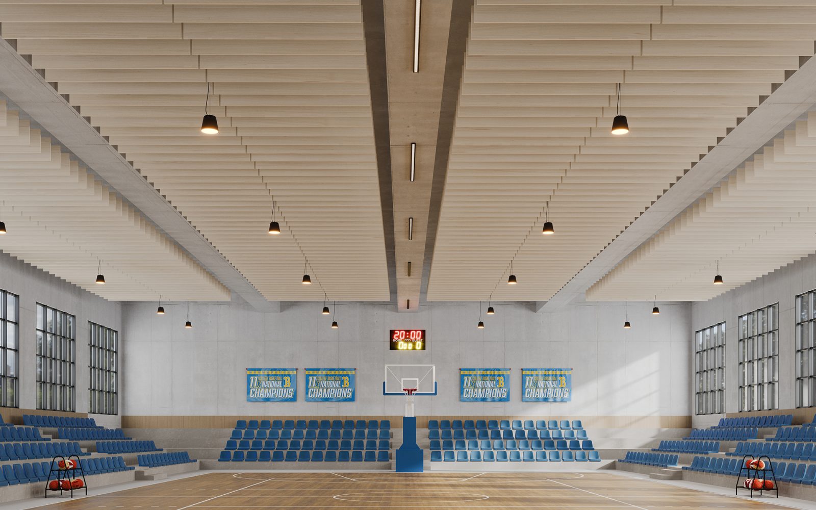 Linear Ceiling Baffles | White Oak | WoodGrain Collection
