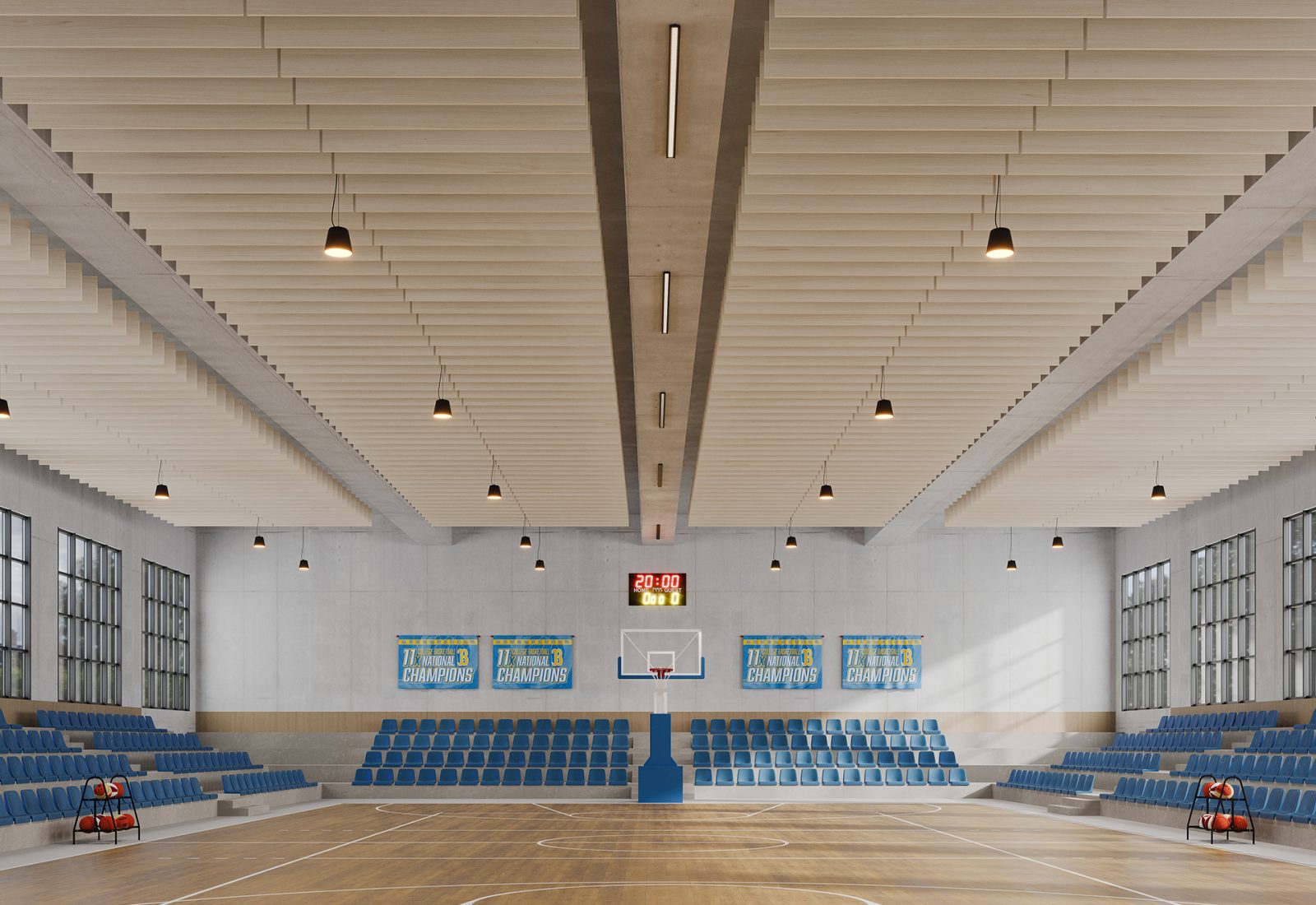 Linear Ceiling Baffles | White Oak | WoodGrain Collection