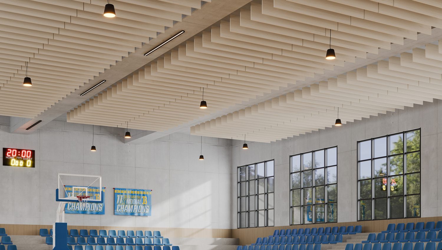 Linear Ceiling Baffles | White Oak | WoodGrain Collection